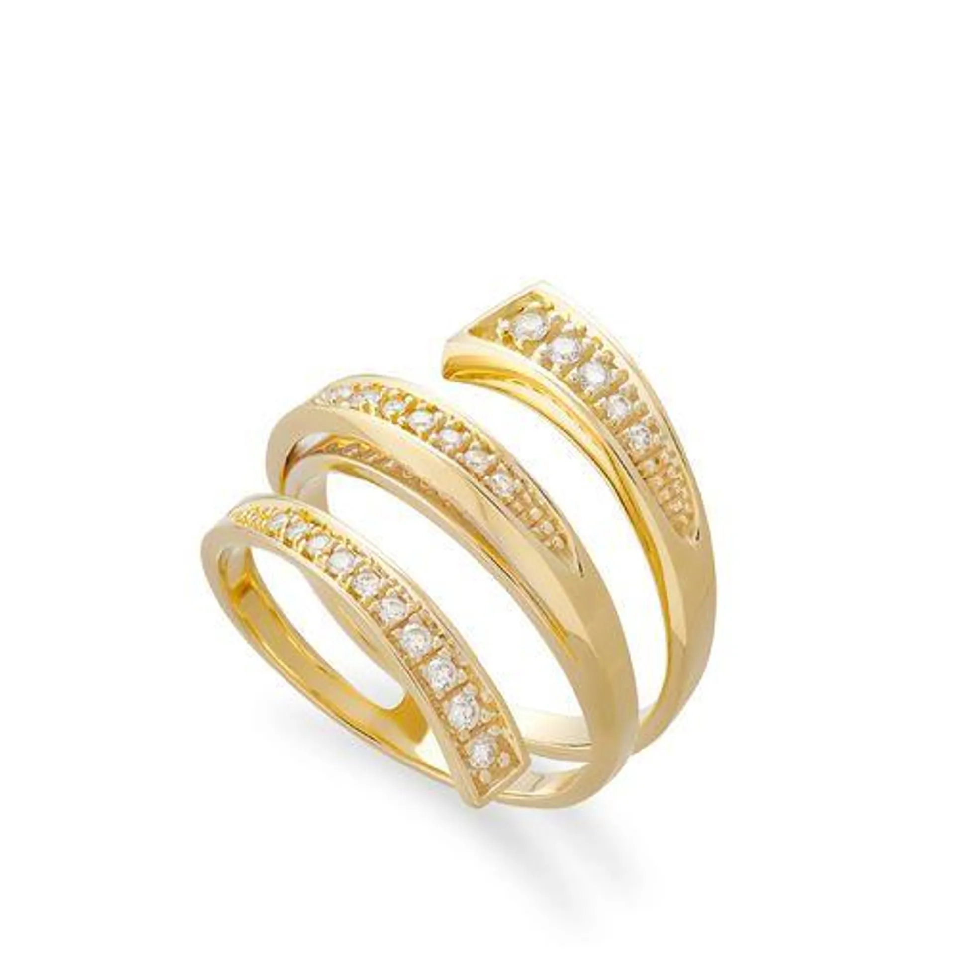 Anel de ouro amarelo 18K com diamantes - Médio - Coleção Infinito Singular