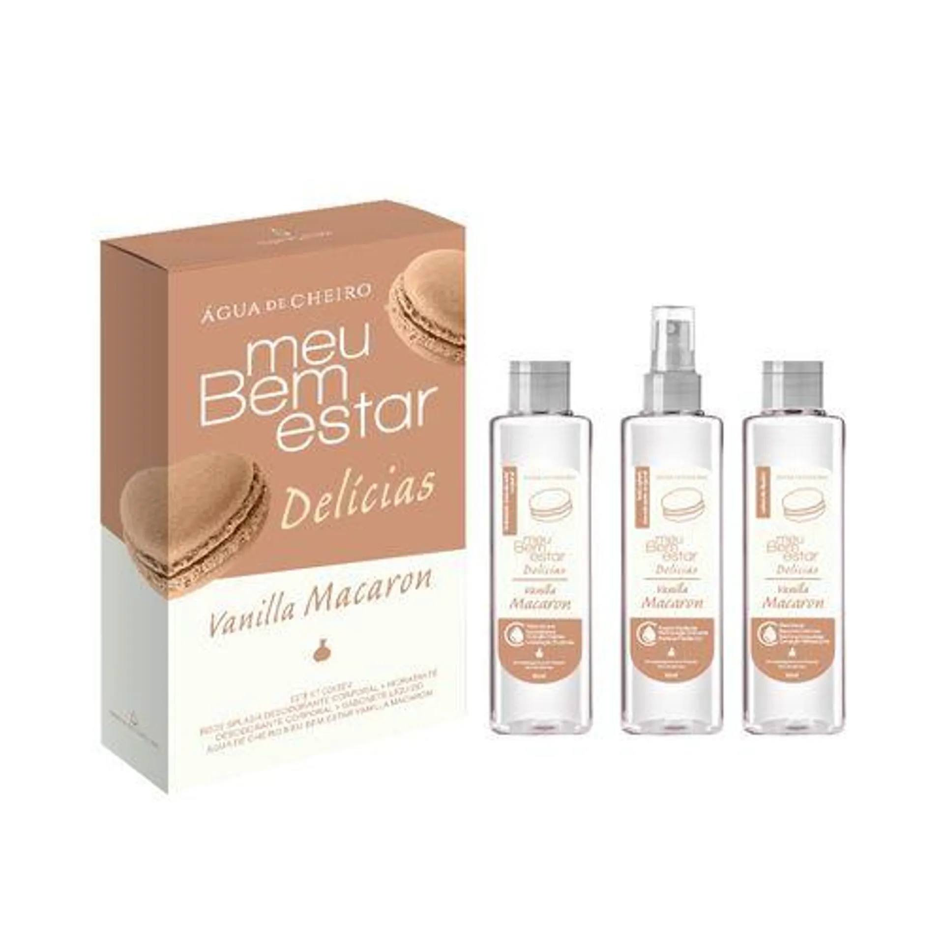 Kit Delícias Vanilla Macarron (Body Splash + Hidratante + Sabonete Líquido)