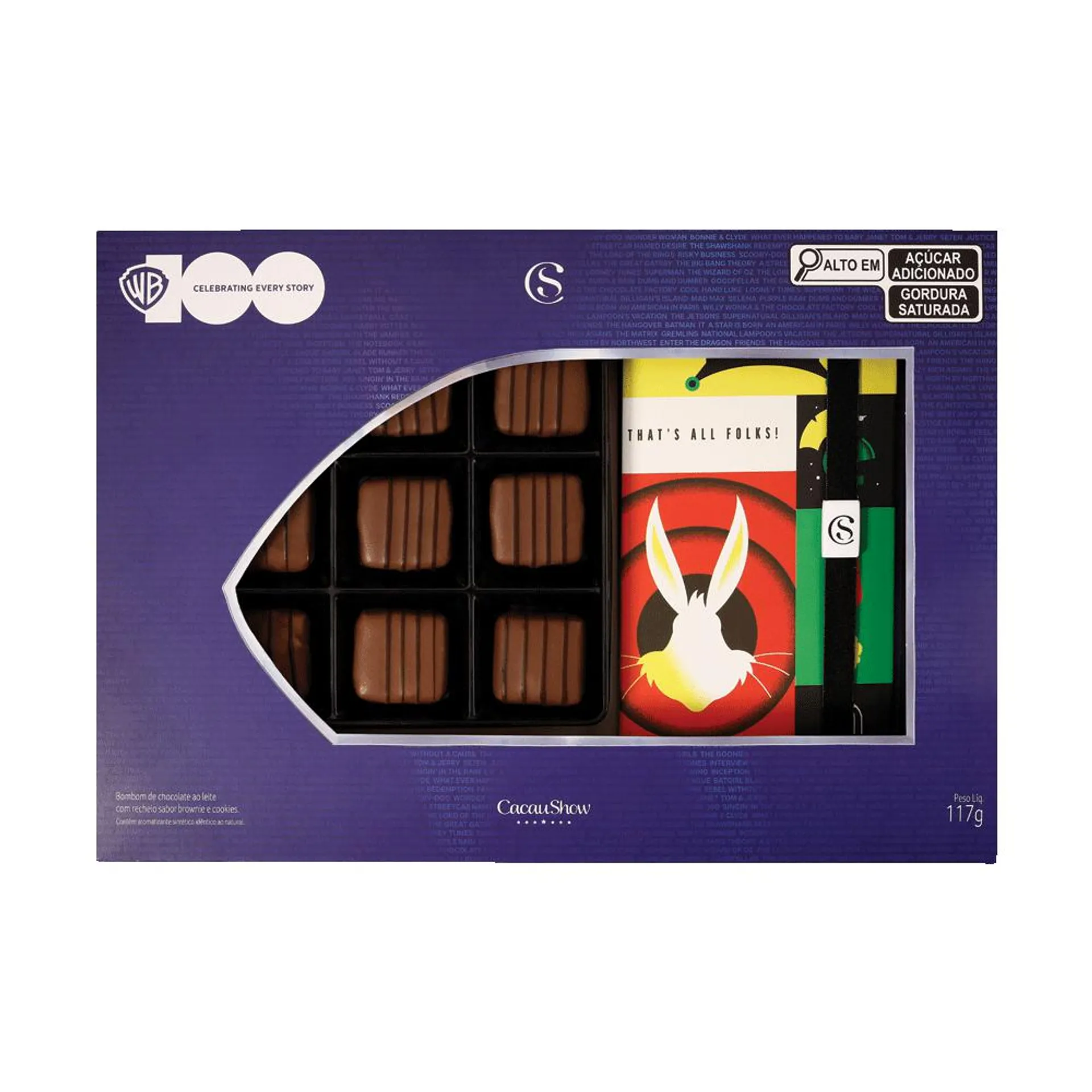 CAIXA BOMBONS BROWNIE WARNER BROS 100 ANOS PERNALONGA 117G