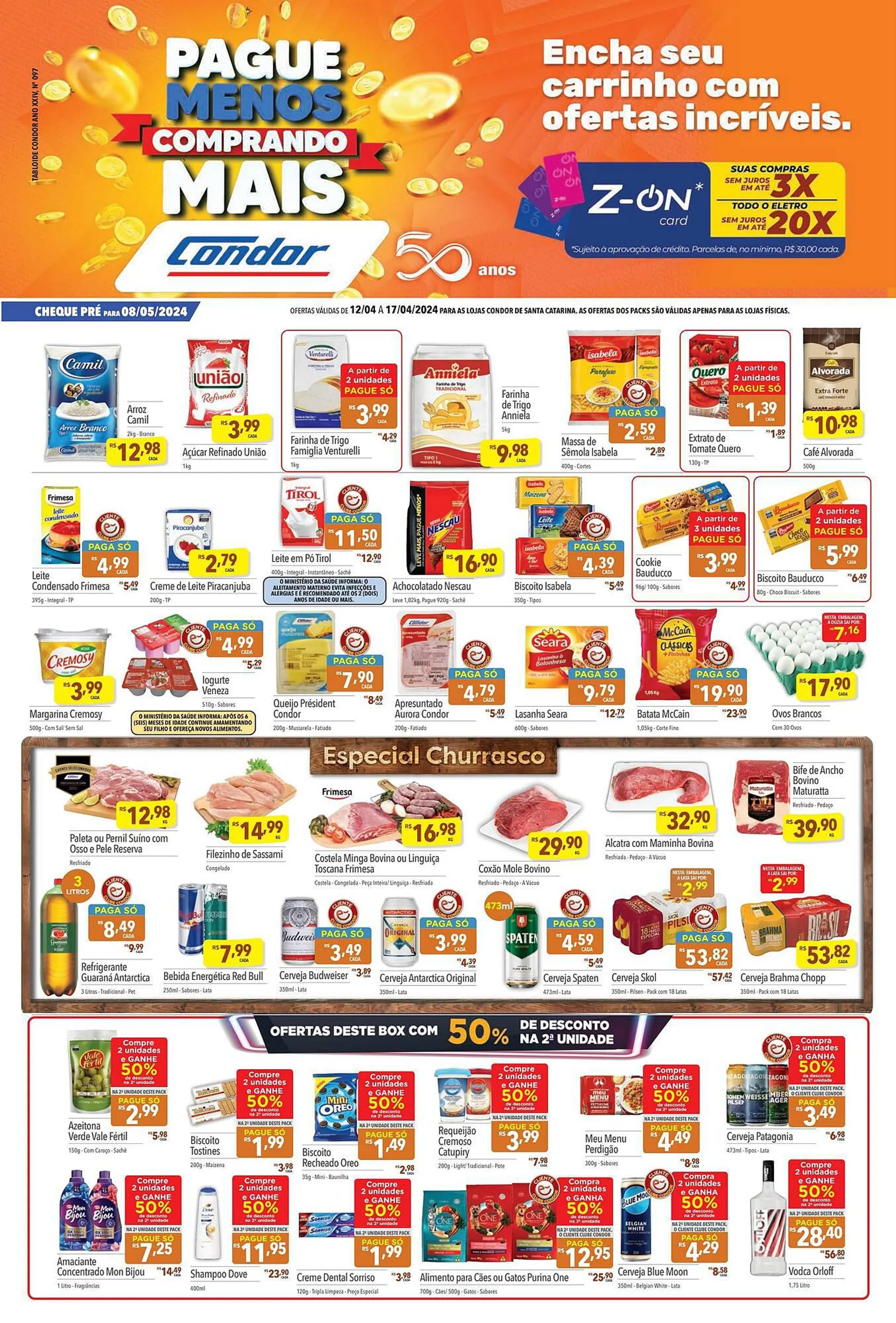 Encarte de Catálogo Supermercados Condor 12 de abril até 17 de abril 2024 - Pagina 1