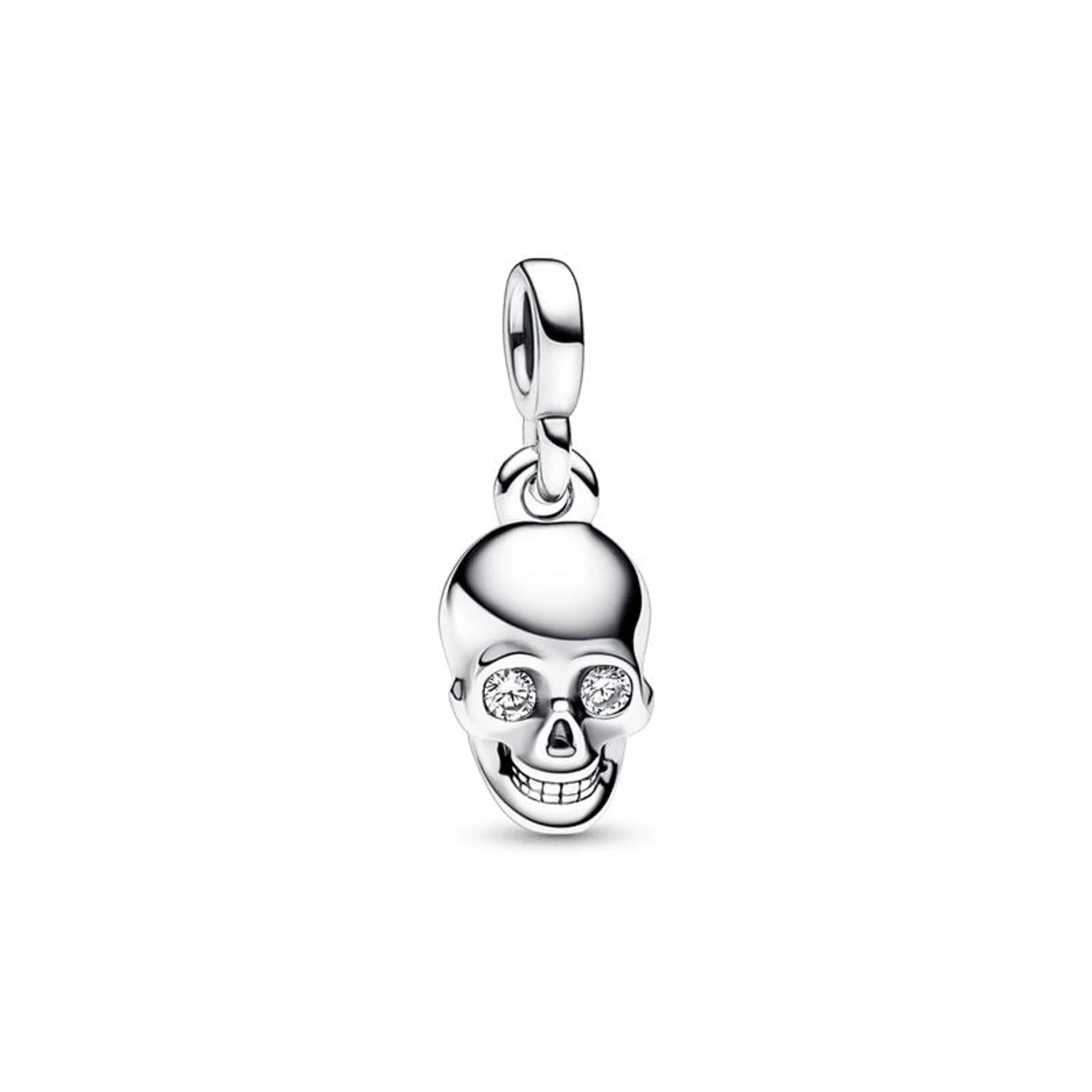 Mini Charm Prata Pendente Caveira Brilhante