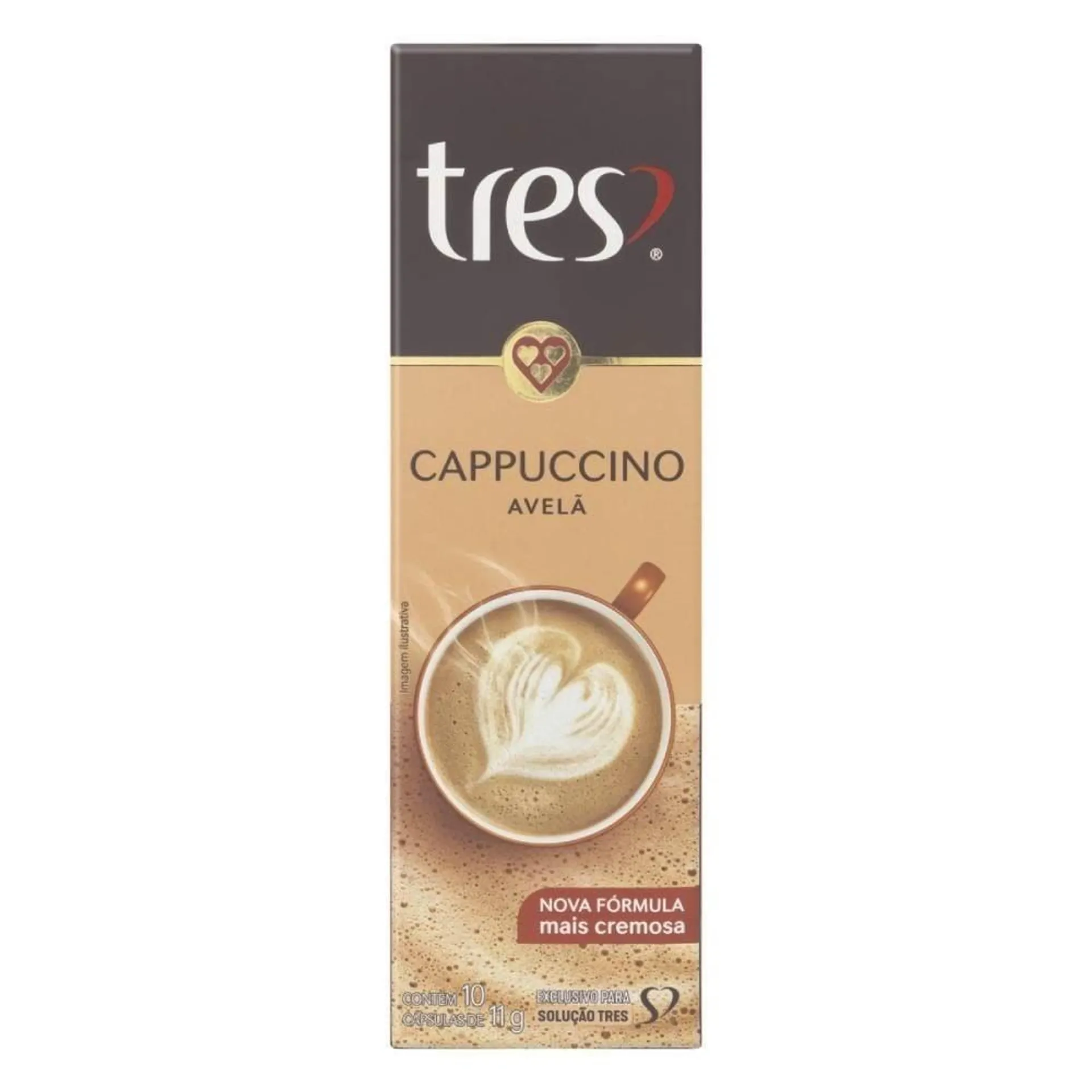 Cápsulas De Café Cappuccino De Avelã Três Coração 110G - 10 Unidades