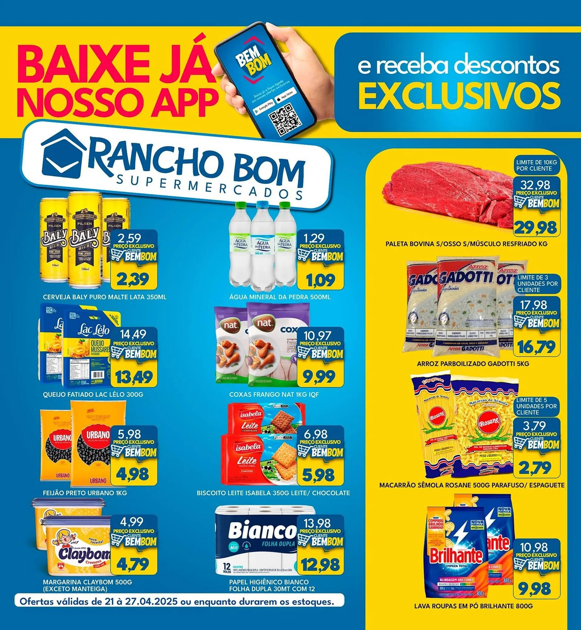 Encarte de Catálogo Rancho Bom Supermercados 21 de abril até 27 de abril 2025 - Pagina 1