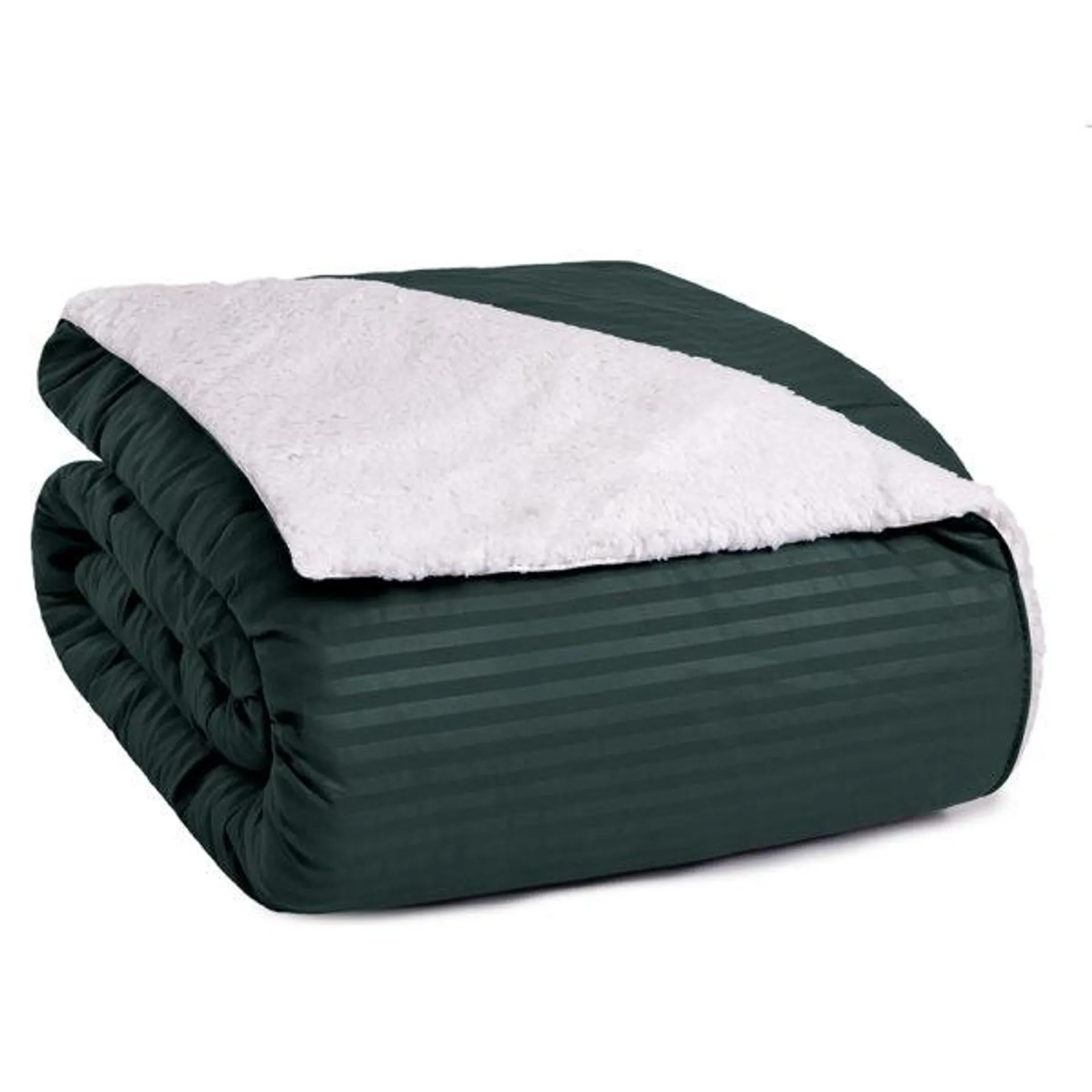 Coberdrom Sherpa Queen Stripes Forest Green Vestcasa