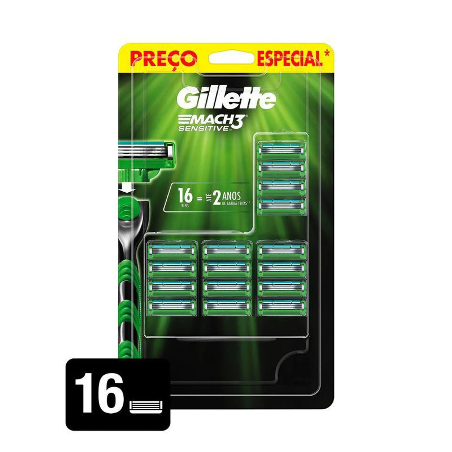 Carga Para Aparelho De Barbear Gillette Mach3 Sensitive 16 Unidades