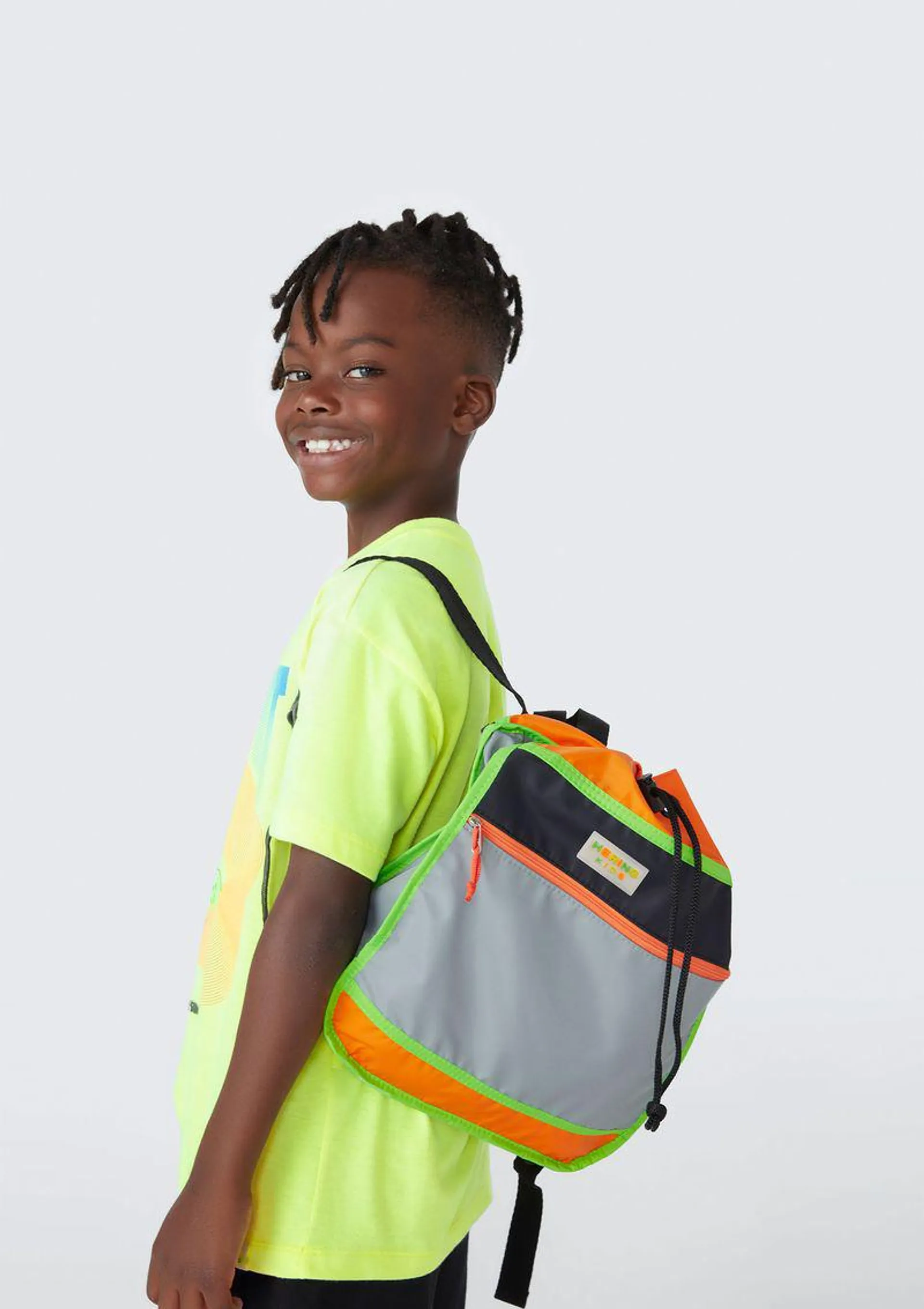 Mochila Saco Infantil Menino Em Neon - Laranja