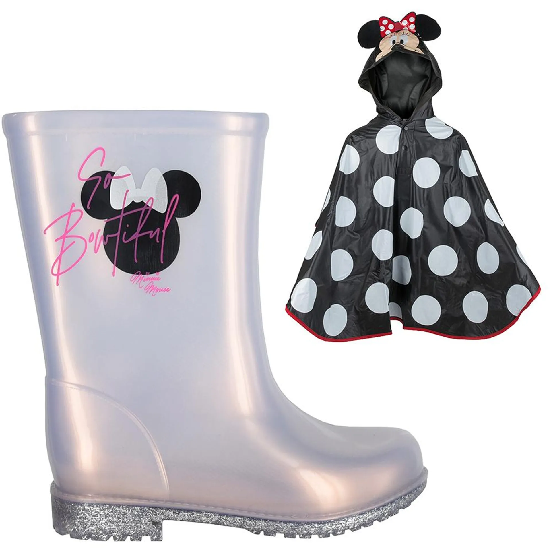 GALOCHA INF MINNIE RAIN FUN COM CAPA DE CHUVA