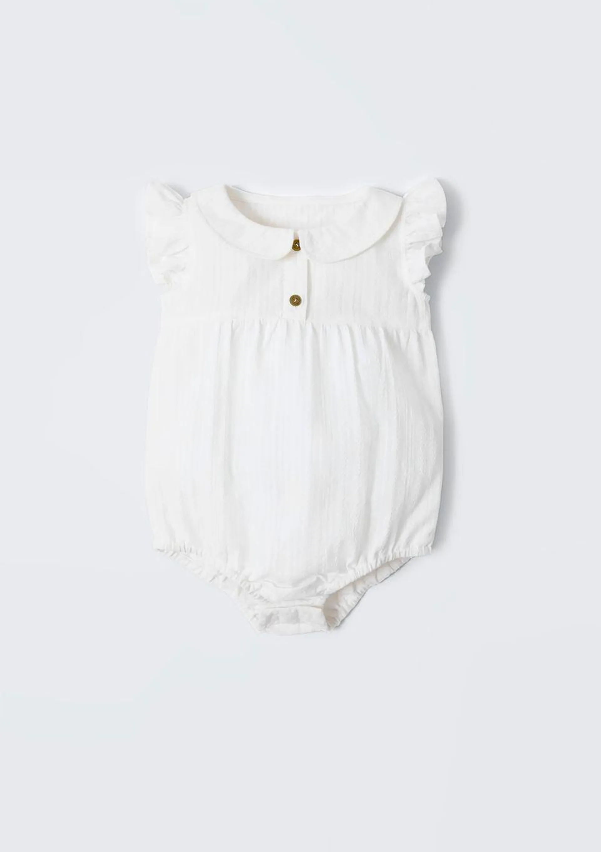 Body Gola Bebê Menina Com Babados - Off White