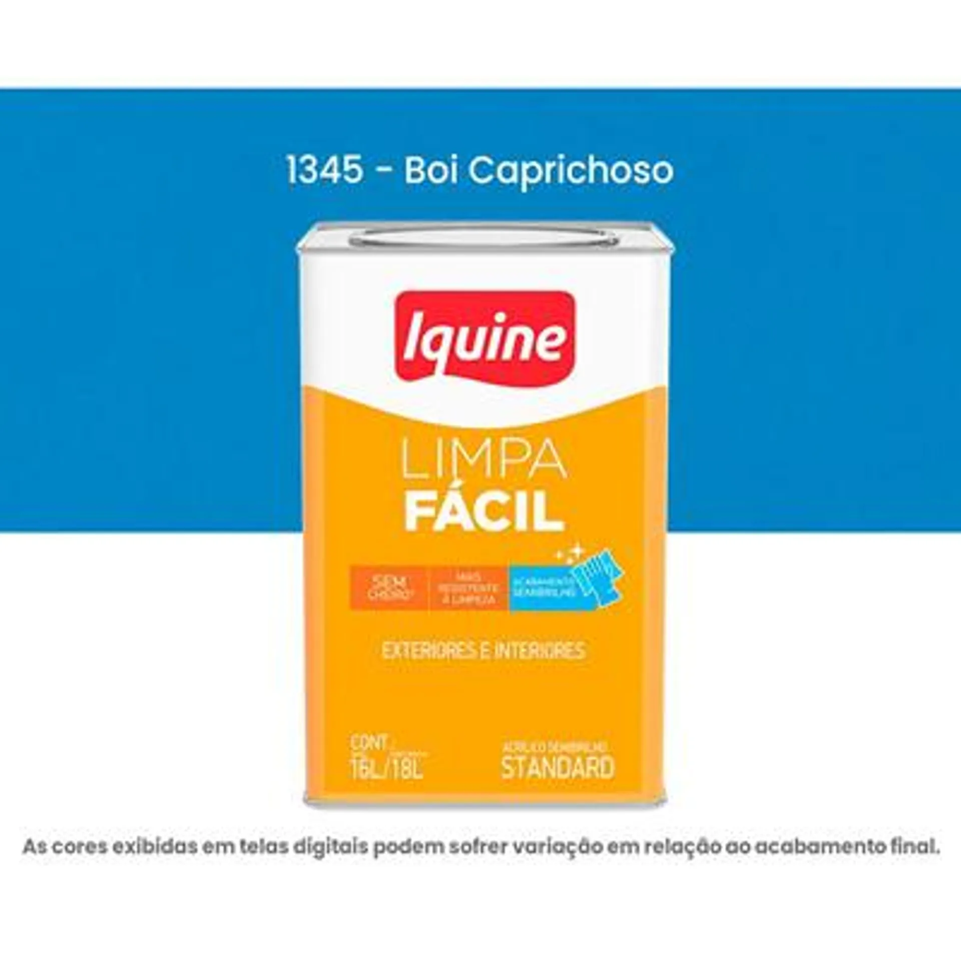 Tinta Acrilica Iquine Standard Semibrilho 16L Limpa Fácil 1345 Boi Caprichoso (MP)
