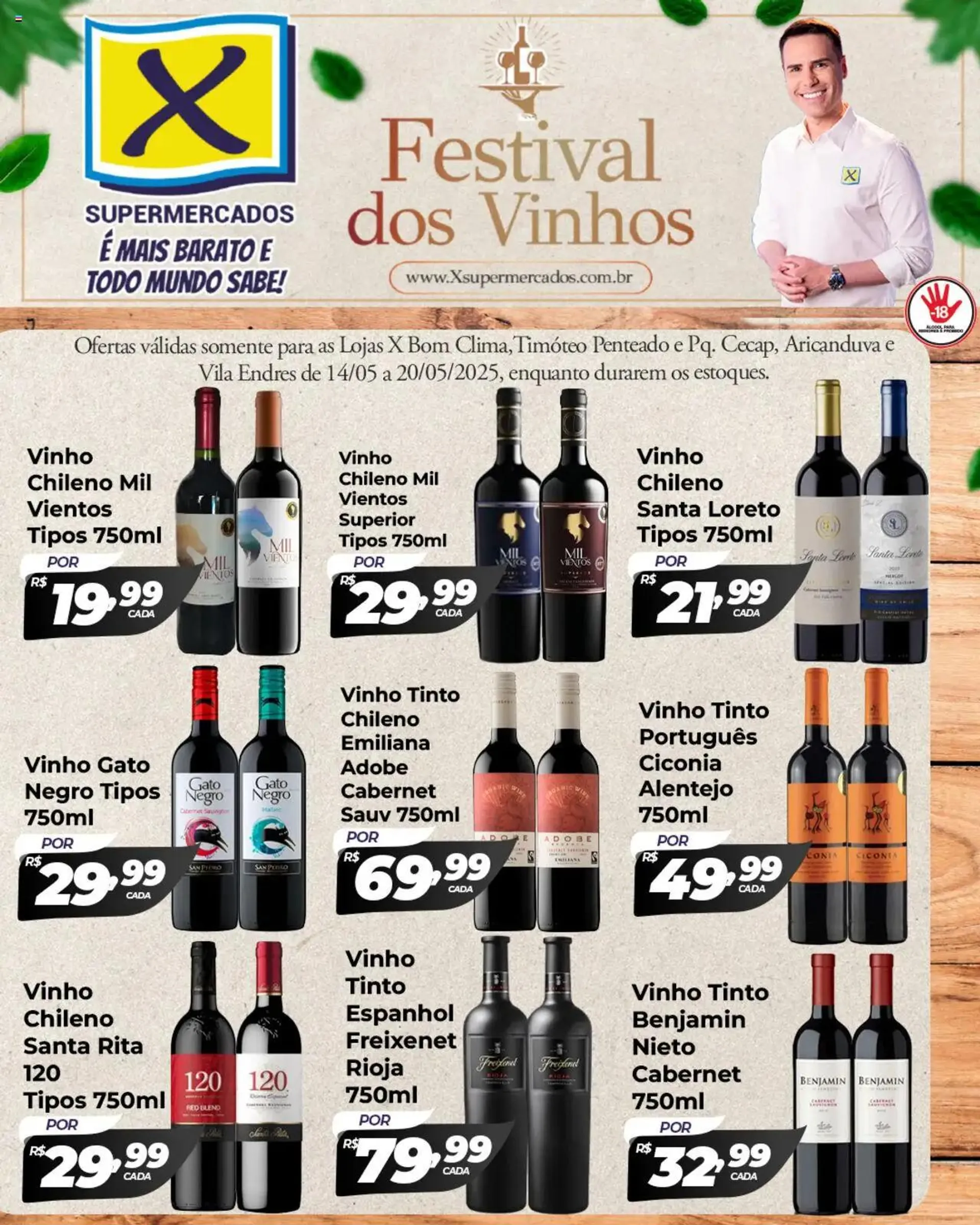 Encarte de X Supermercados - Ofertas Festival dos Vinhos 14 de maio até 20 de maio 2025 - Pagina 1