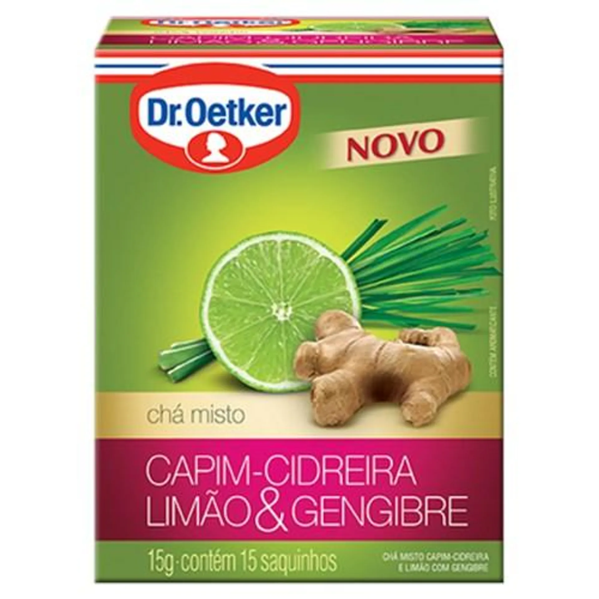 Chá Misto Capim Cidreira, Limão & Gengibre Dr. Oetker Caixa C/ 15 Sachês 15g