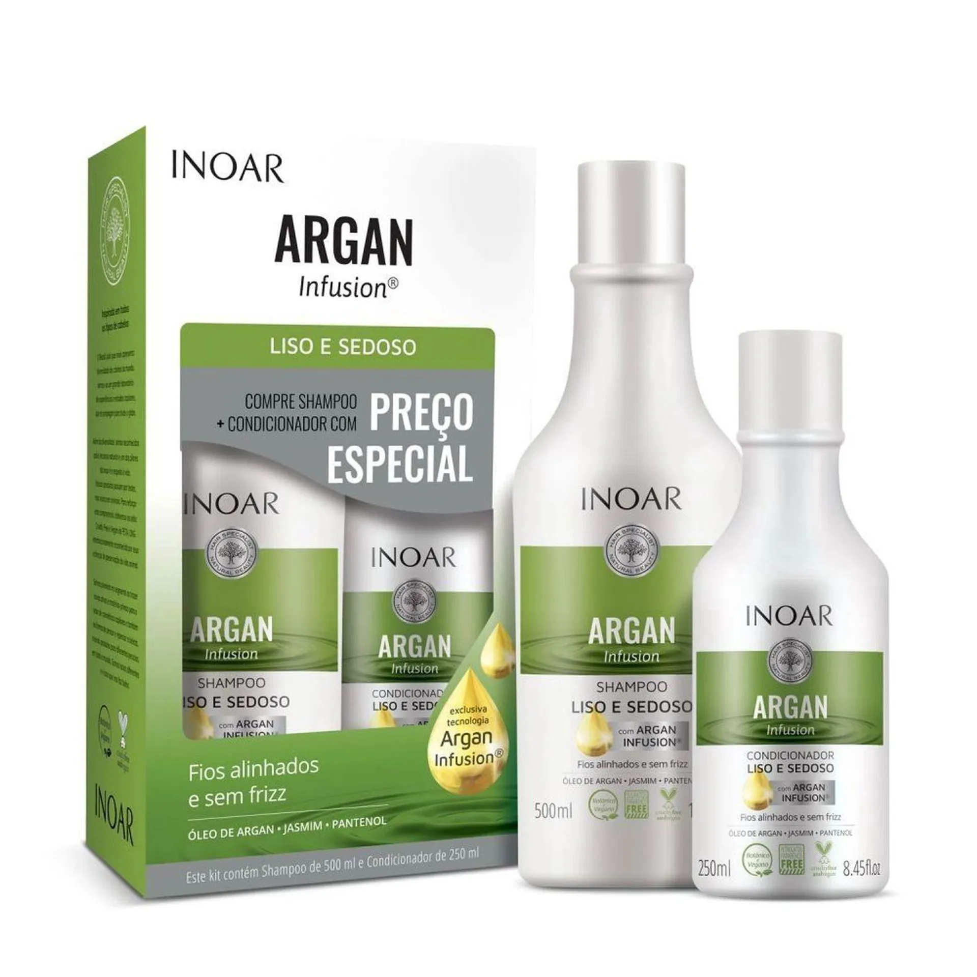 Promopack Inoar Argan Liso E Sedoso Shampoo 500Ml Condicionador 250Ml- Inoar