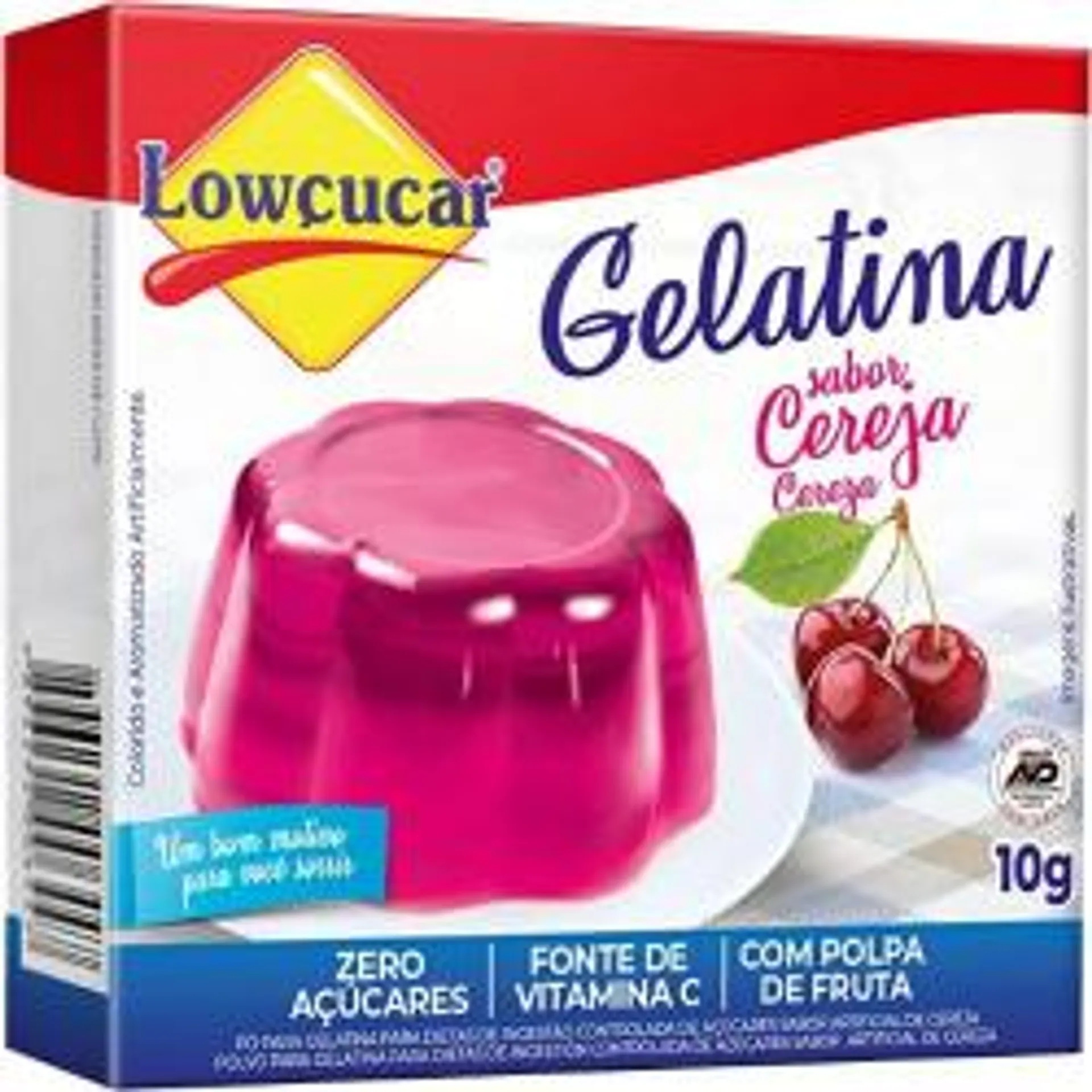 Gelatina Lowcucar Zero Ac.10g Cereja