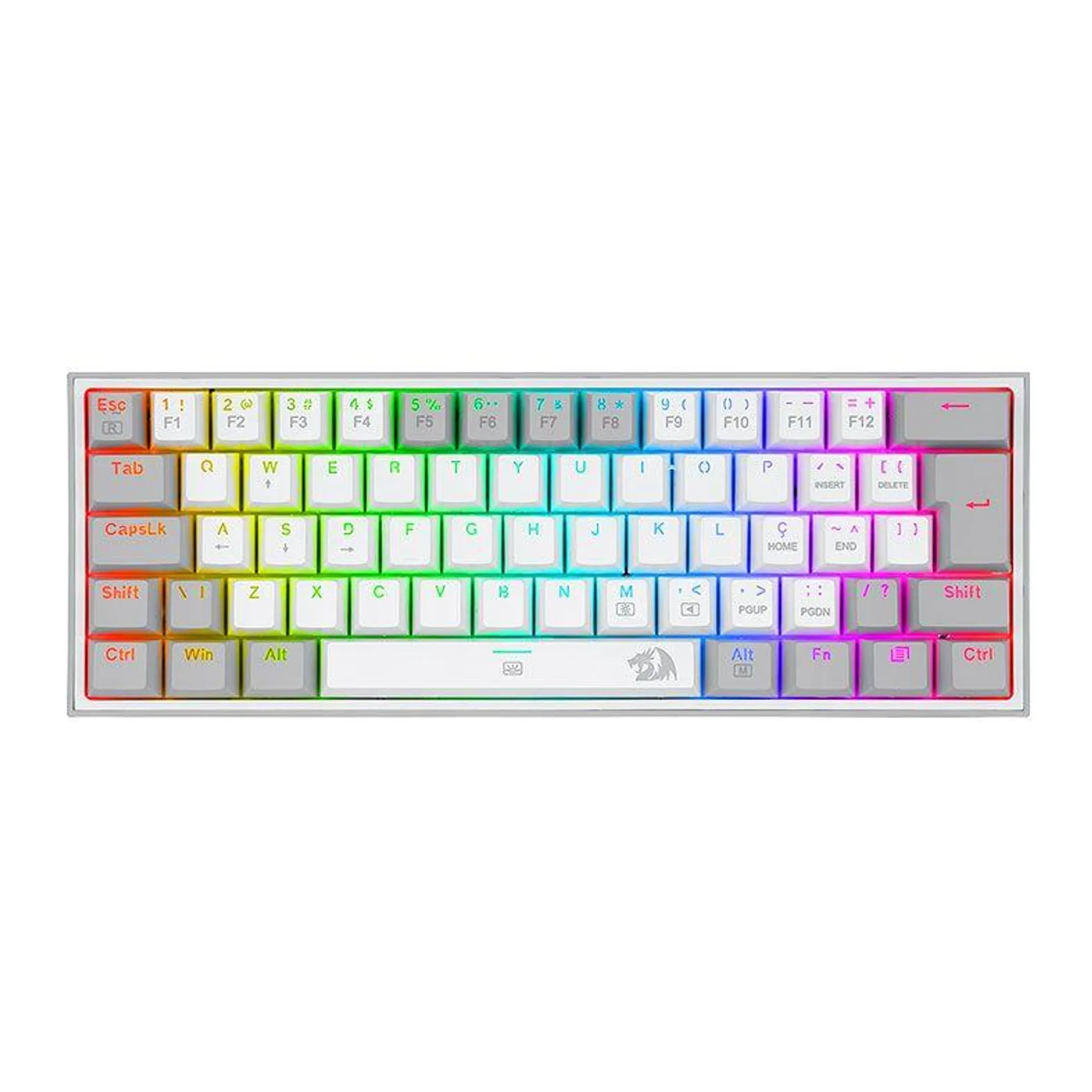 Teclado Mecanico Redragon Fizz, RGB, Switch Azul, Branco e Cinza, K617-RGB-GW-PT-BLUE