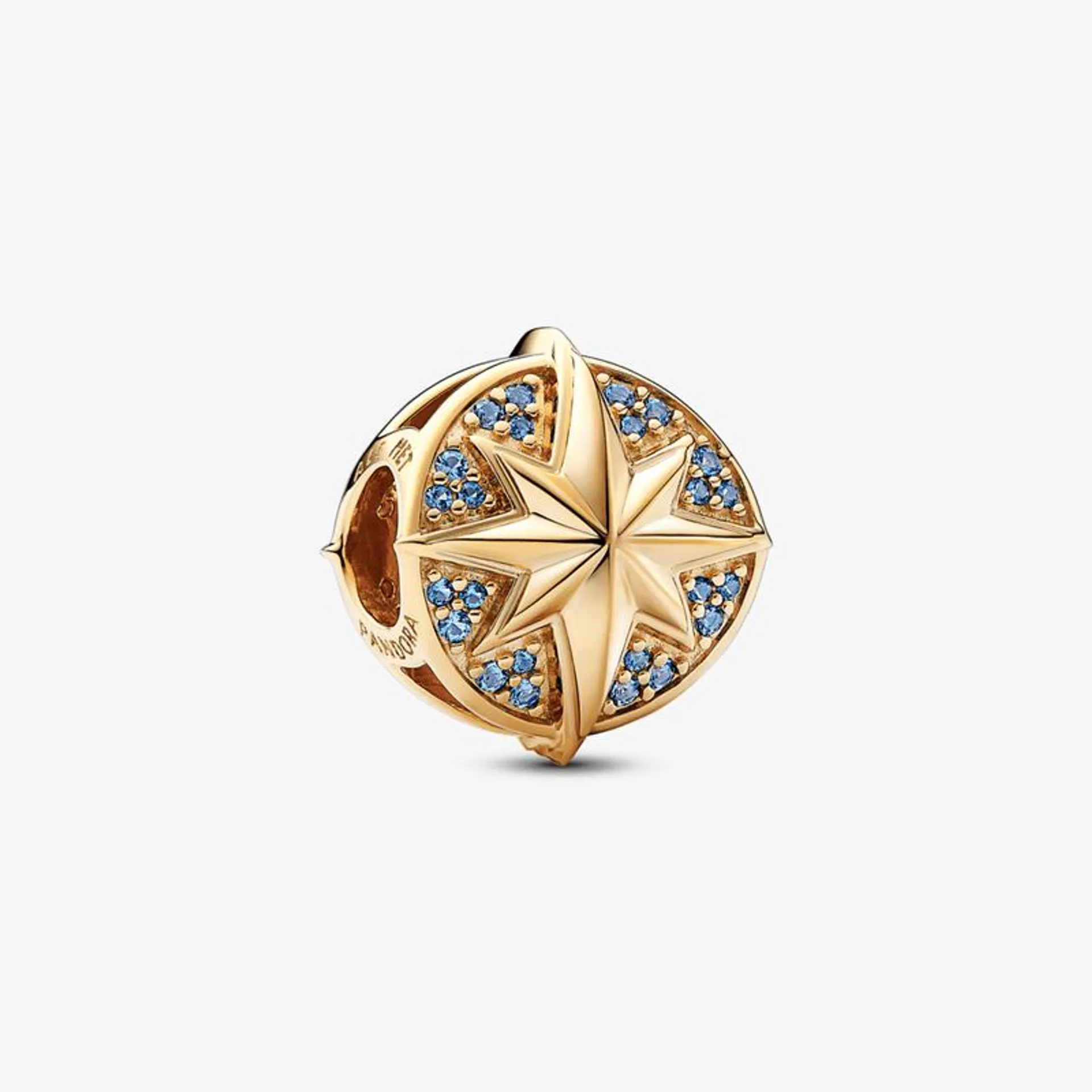 Charm Marvel Captain Marvel Insignia Em Ouro 14k Com Cristais