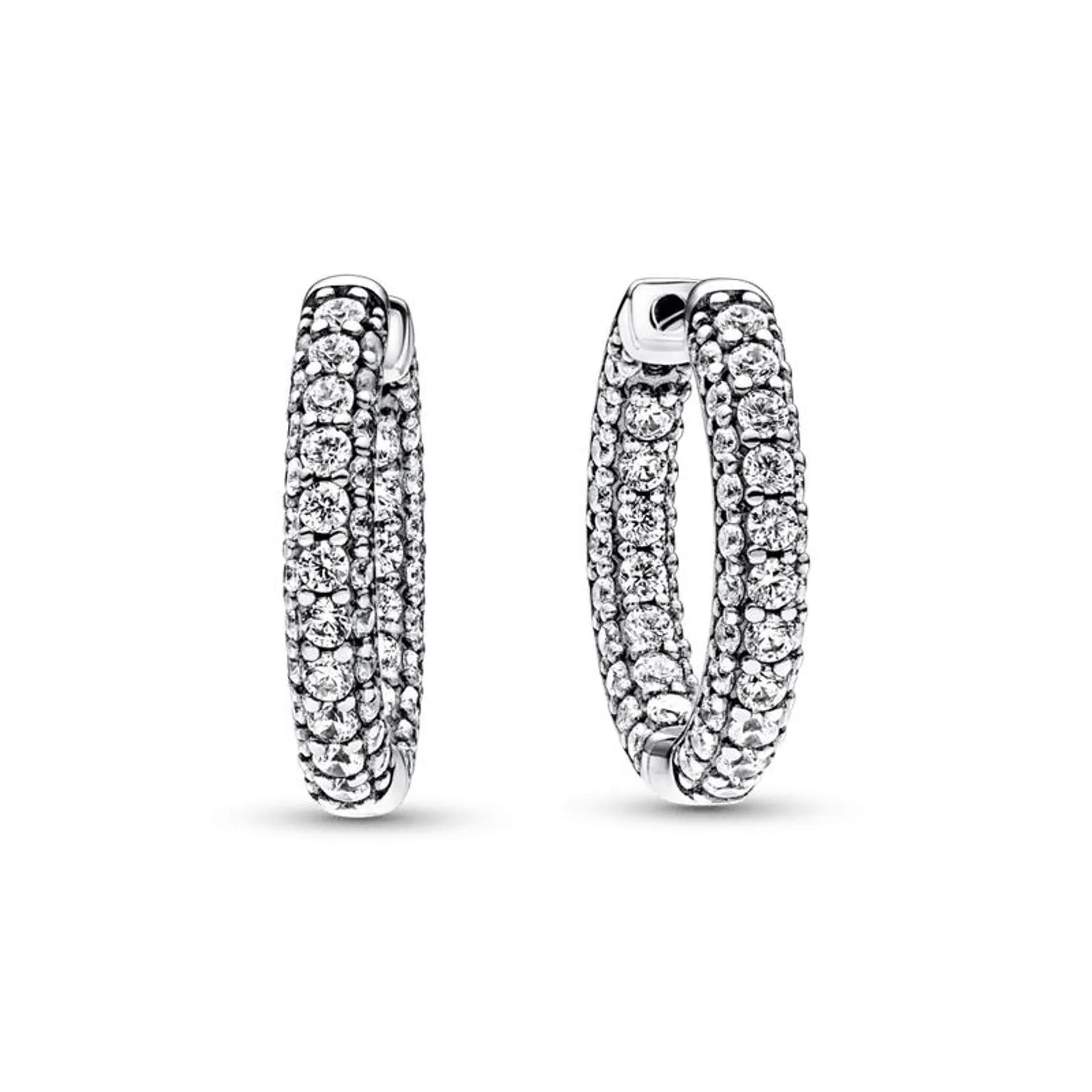 Brincos de Argola de Fileira Única em Pavé Pandora Timeless