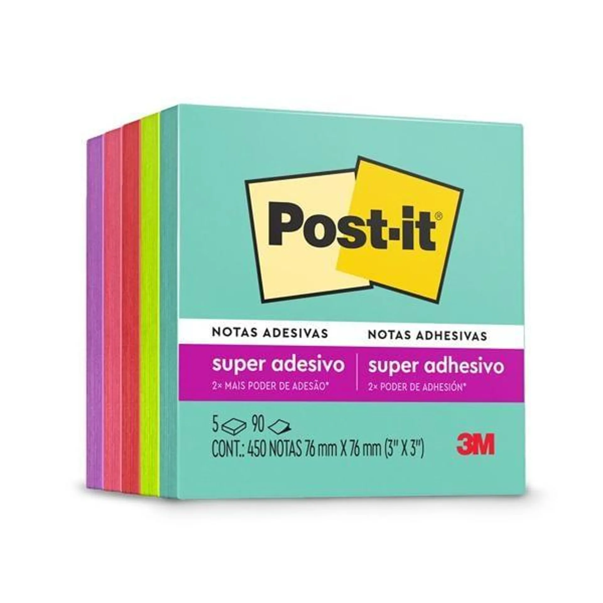 Bloco de Notas Adesivas Post-it Coleção Supernova, 76x76mm, 450 folhas, 3M - BL 5 UN