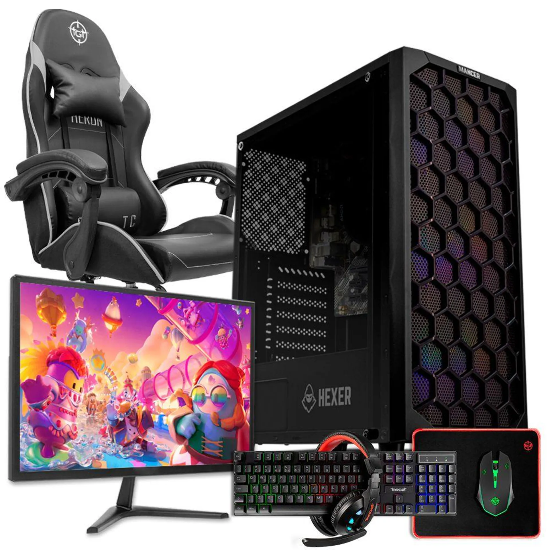 PC Gamer Completo Pichau Flegias VI, AMD Ryzen 5 2400G, 16GB DDR4, SSD 480GB + Monitor + Kit Periféricos + Cadeira Gamer