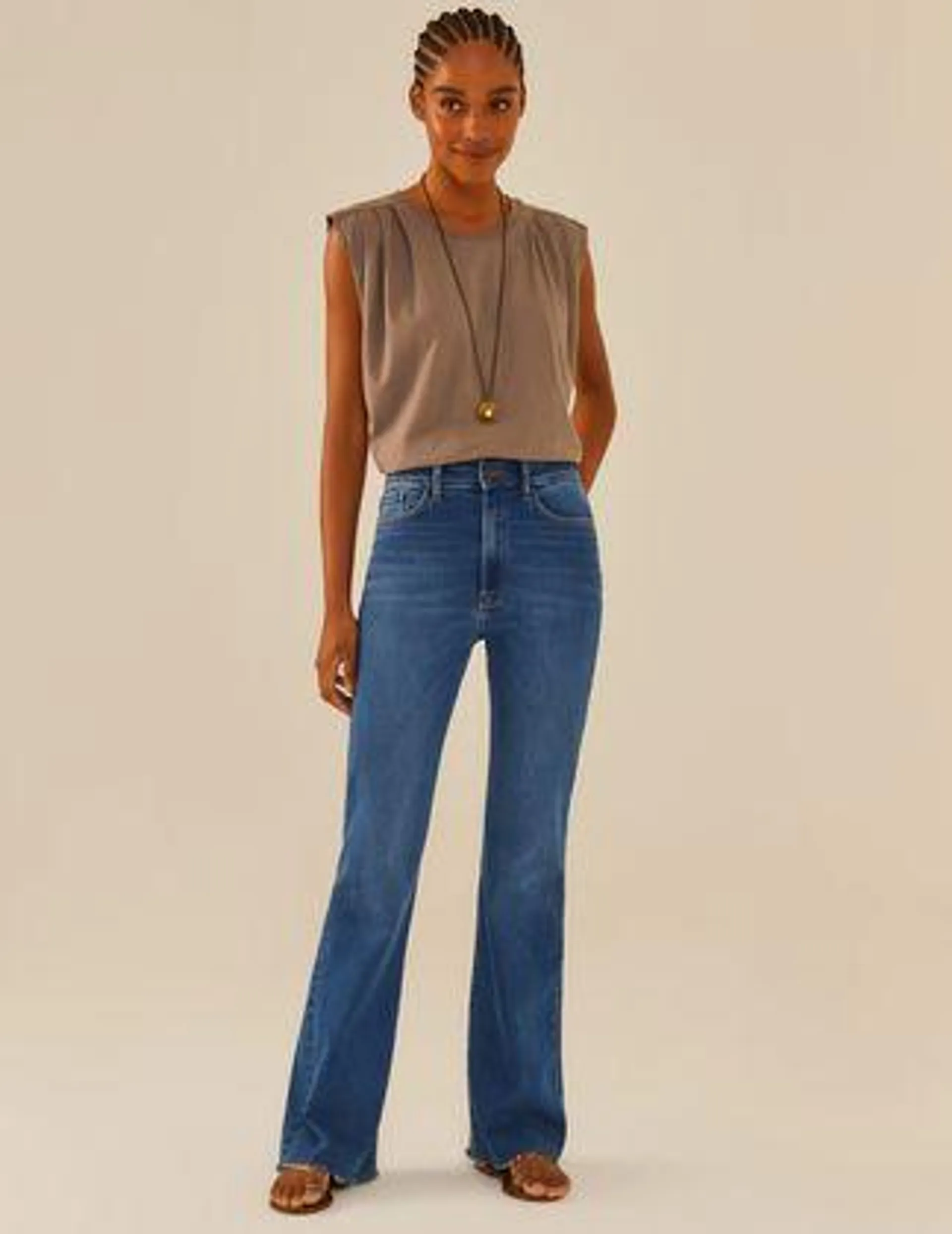 Calça Jeans Flare Cintura Alta