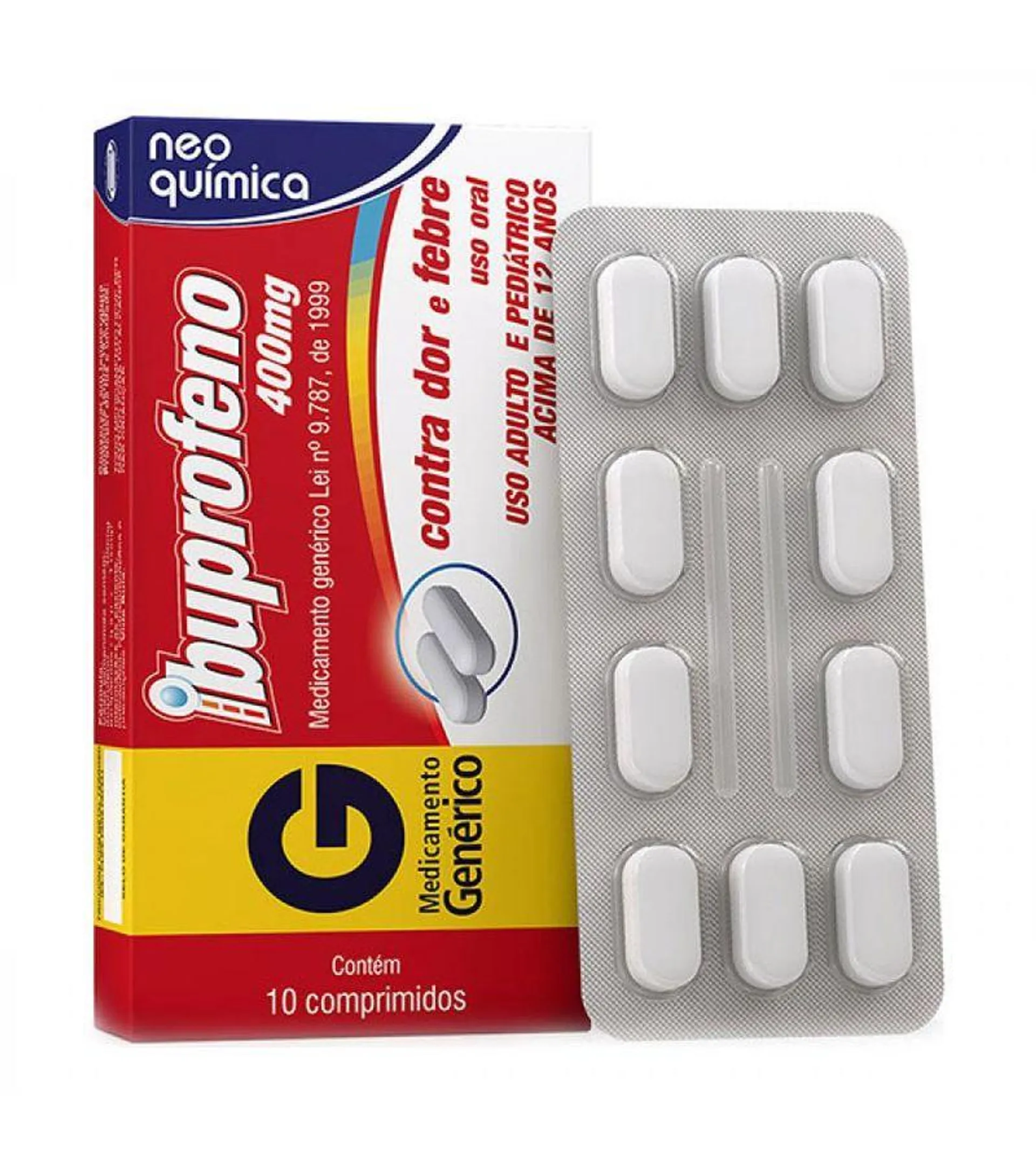 Ibuprofeno Neo Química 400mg Com 10 Comprimidos