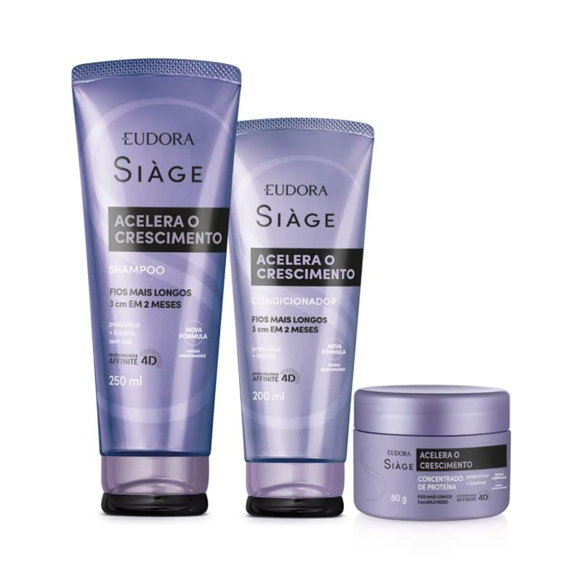 Combo Siàge Acelera O Crescimento: Shampoo 250ml + Condicionador 200ml + Creme Concentrado 80g