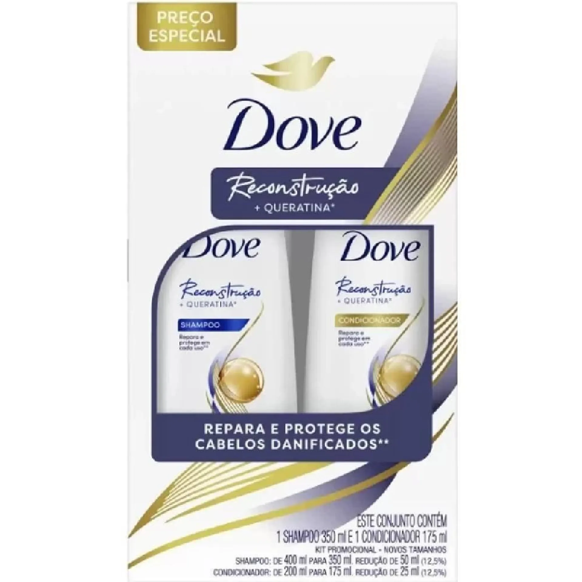 Kit Dove Reconstrução Shampoo 350ml + Condicionador 175ml