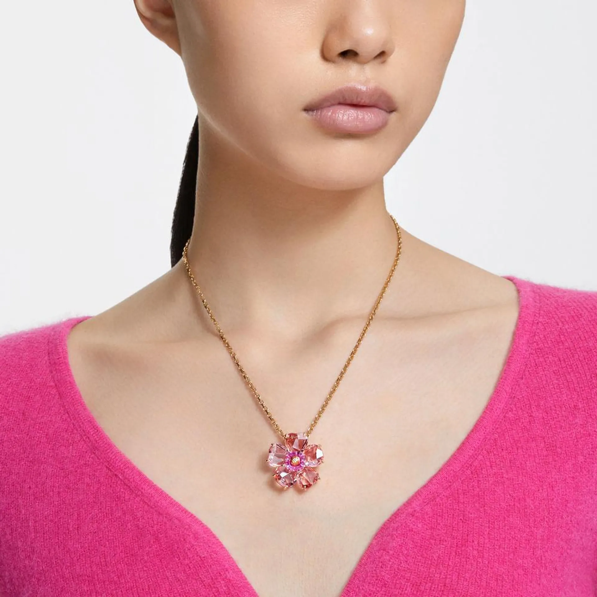Colar Florere, Flor, Rosa, Lacado a dourado
