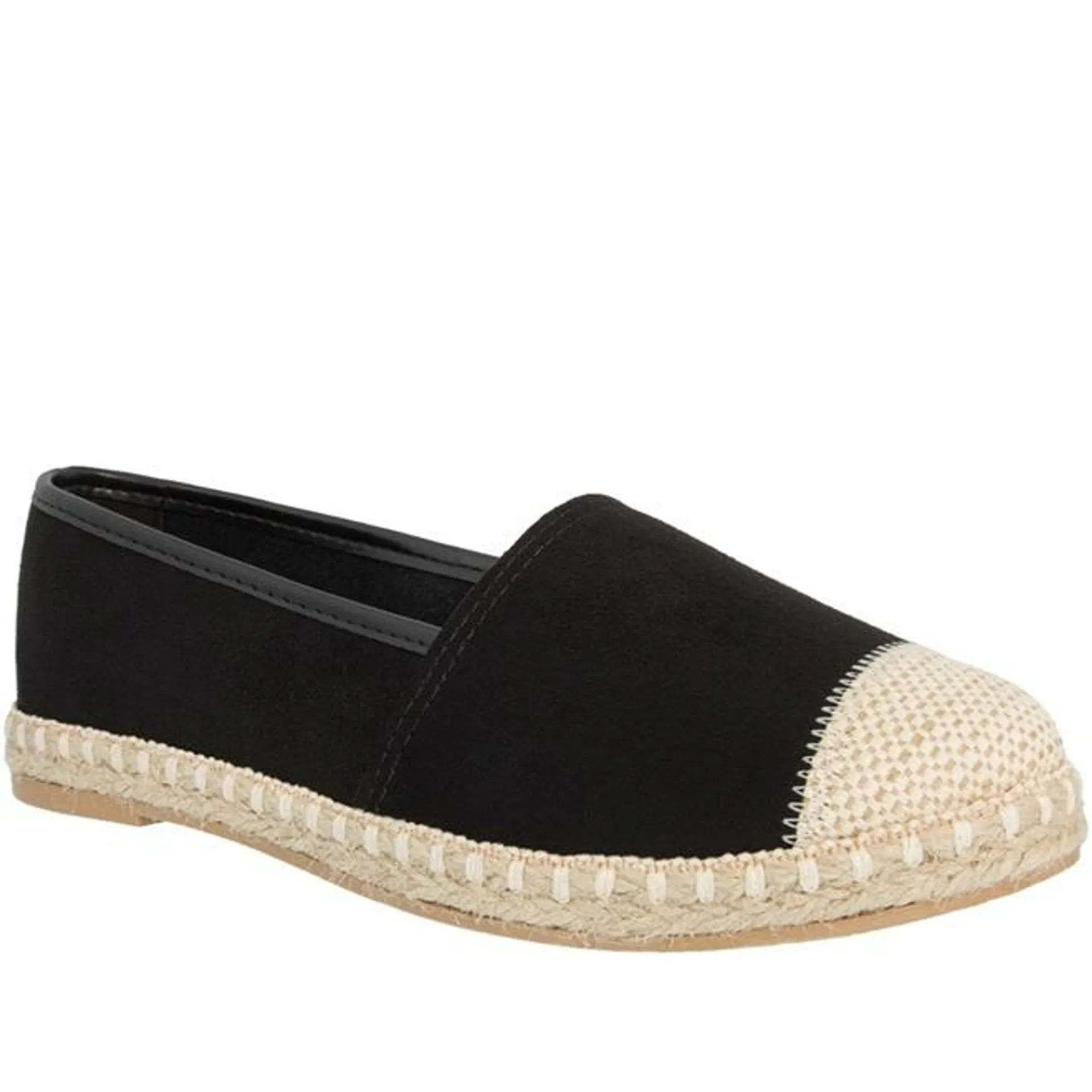 Sapatilha Alpargata Moleca Espadrille Camurça Ráfia Preto