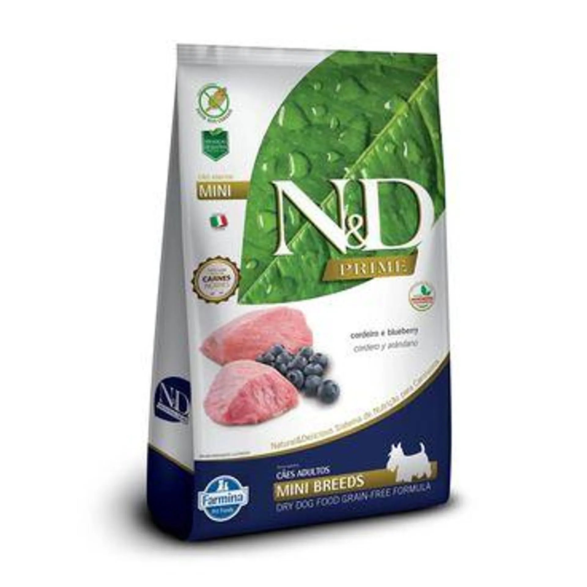 Ração N&D Prime Cães Adultos Mini Cordeiro e Blueberry 800 g