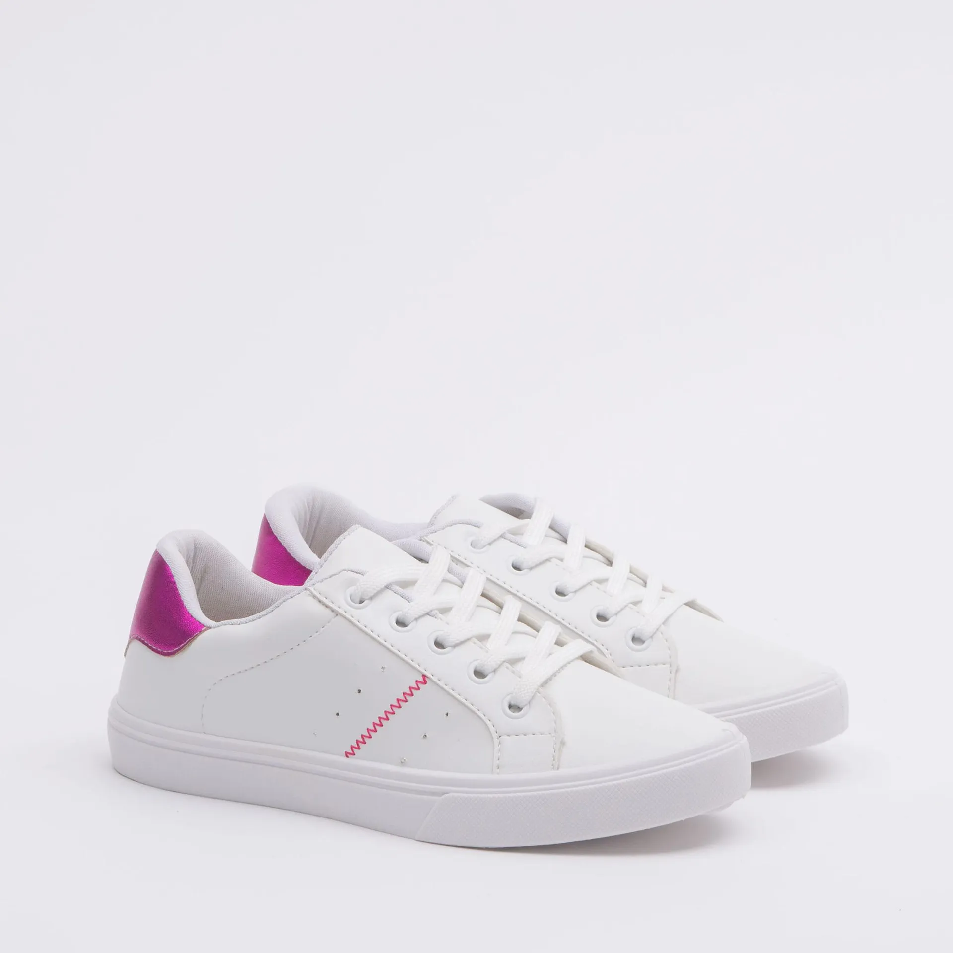 Tenis basico com detalhe de cor - BRANCO/PINK