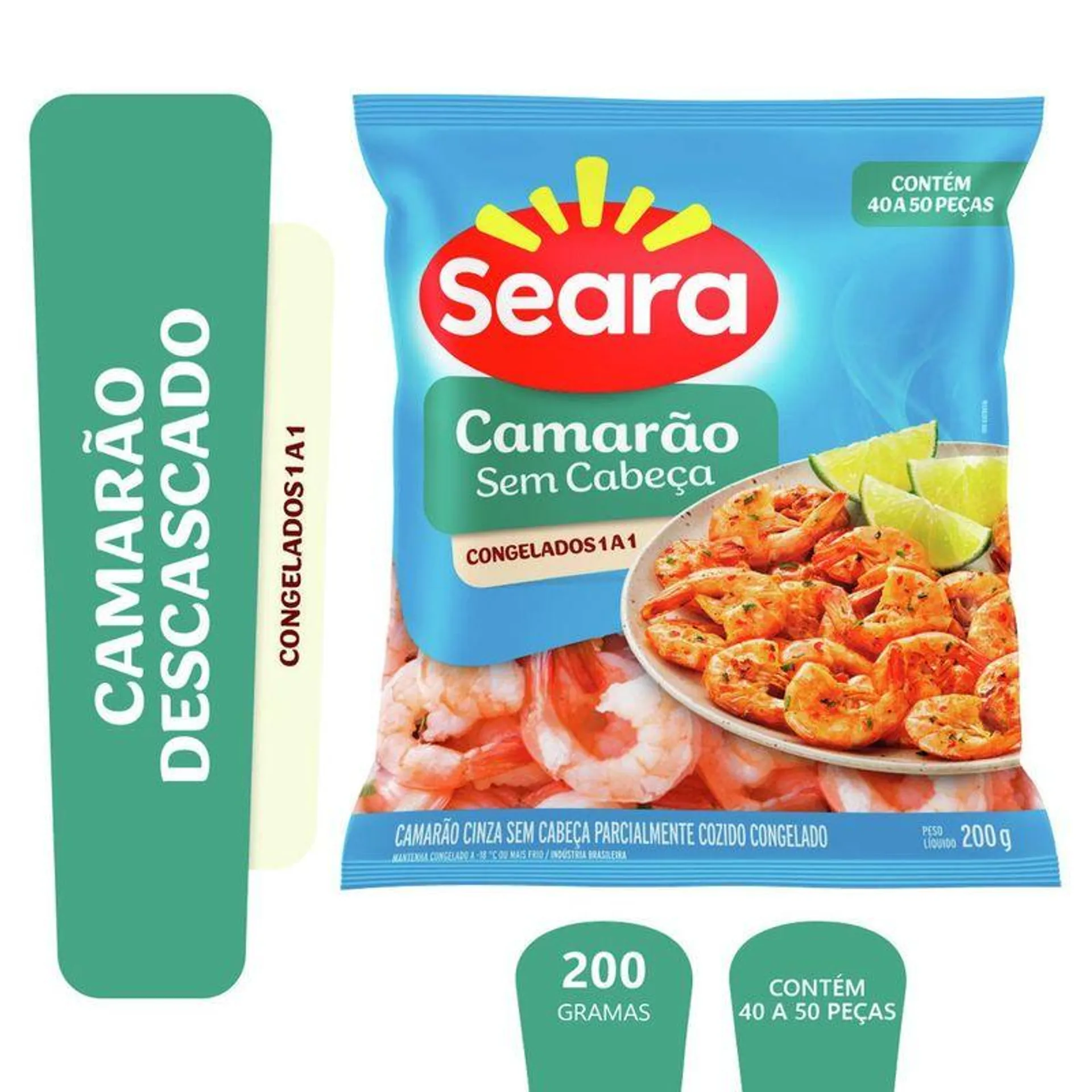 Camarão sem cabeça 40/55 Seara Pescados 200g