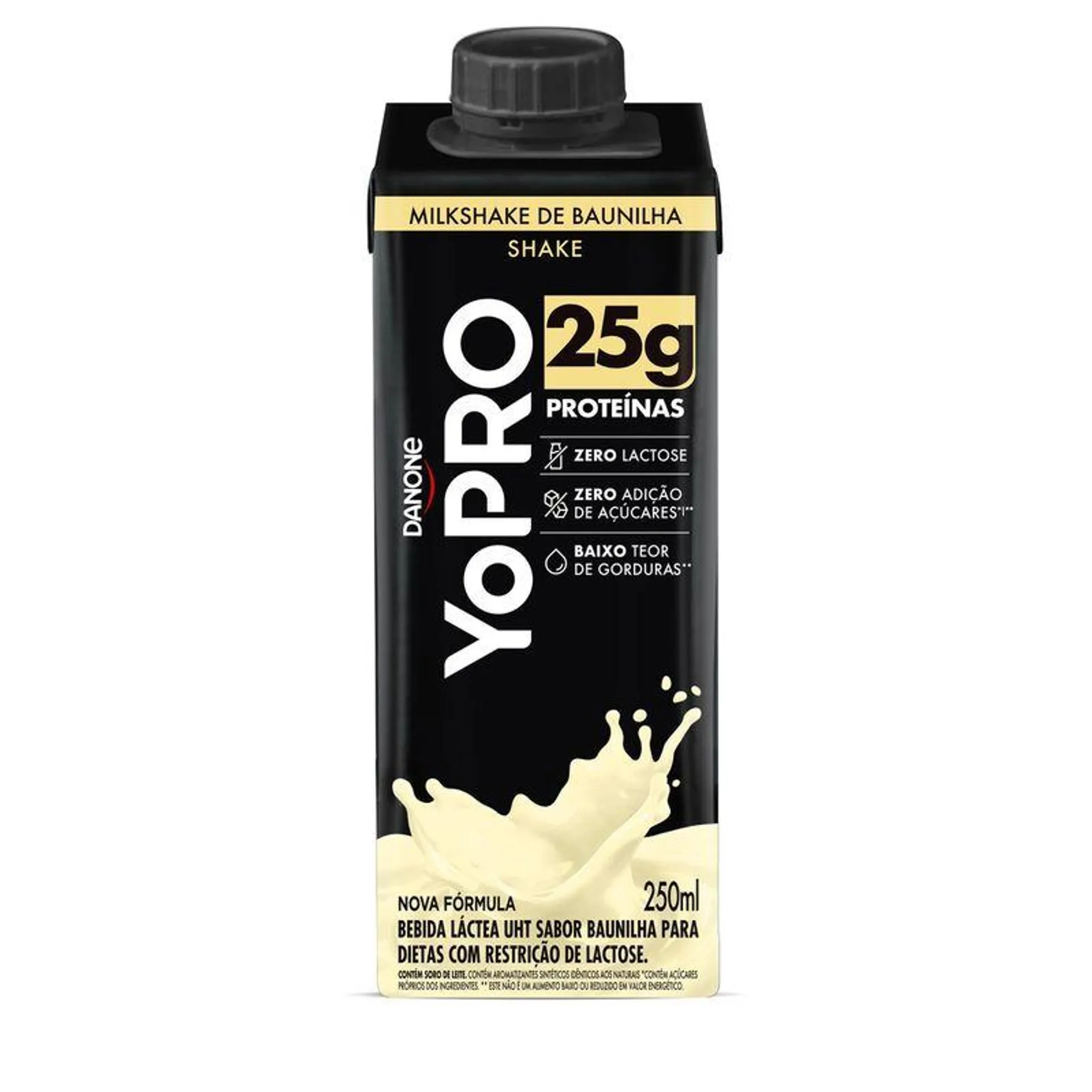 Bebida Láctea Uht Yopro 25g High Protein Milkshake de Baunilha Zero Lactose s/ Açúcar Caixa 250ml