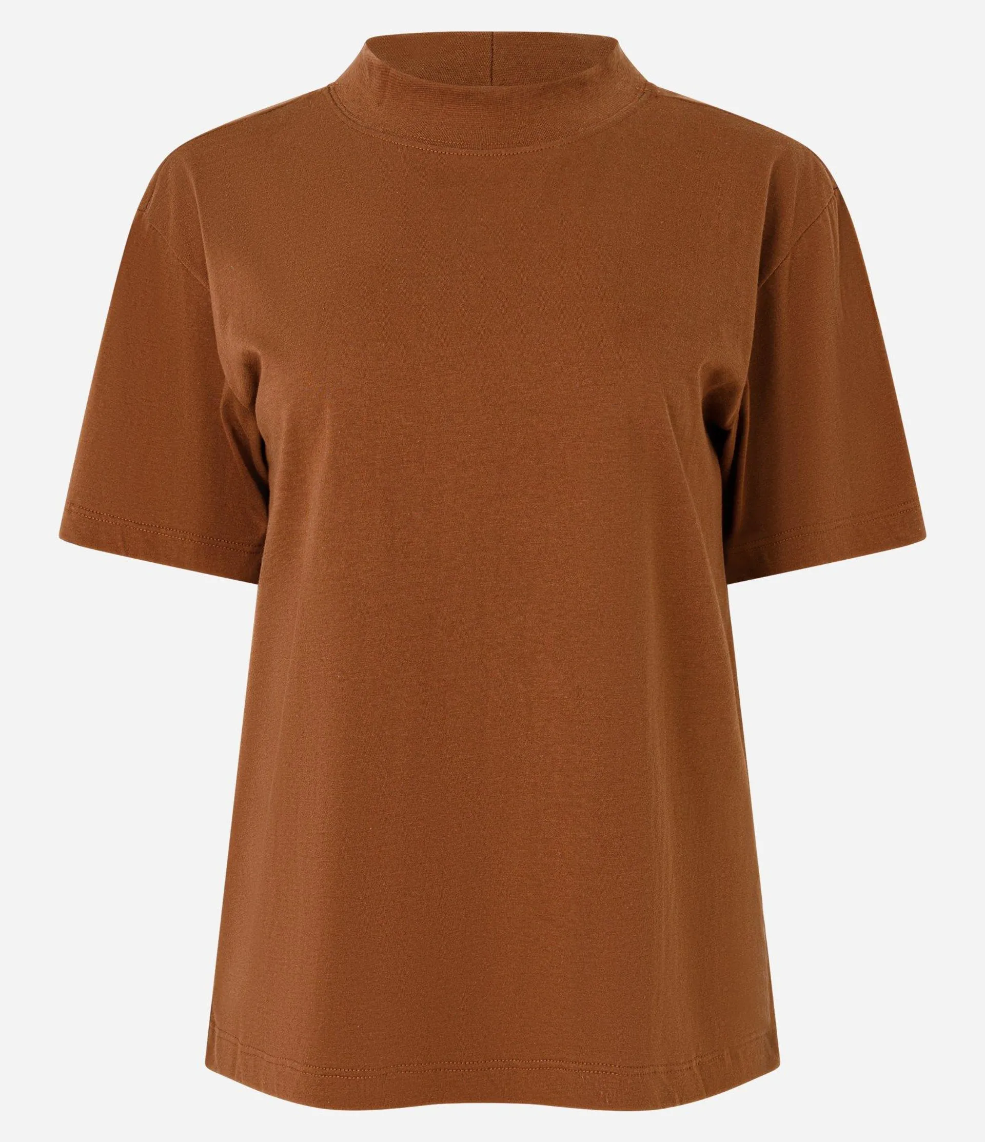 Blusa em Algodão com Golinha Alta Marrom