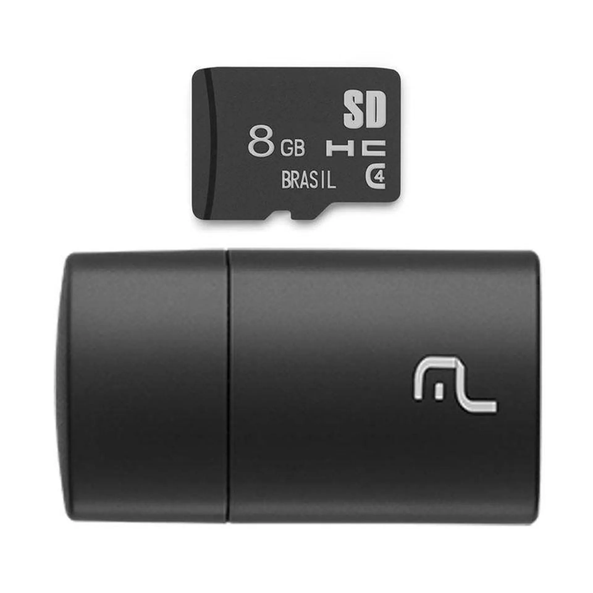 Pen Drive 2 em 1 Leitor USB + Cartão de Memória Classe 4 8GB Preto Multi - MC161OUT [Reembalado]