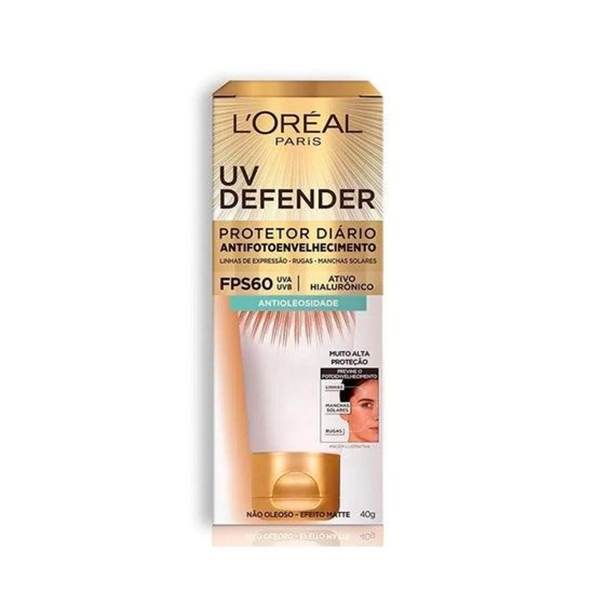 Protetor Solar Facial L'Oréal Paris FPS60 Uv Defender Média 40g