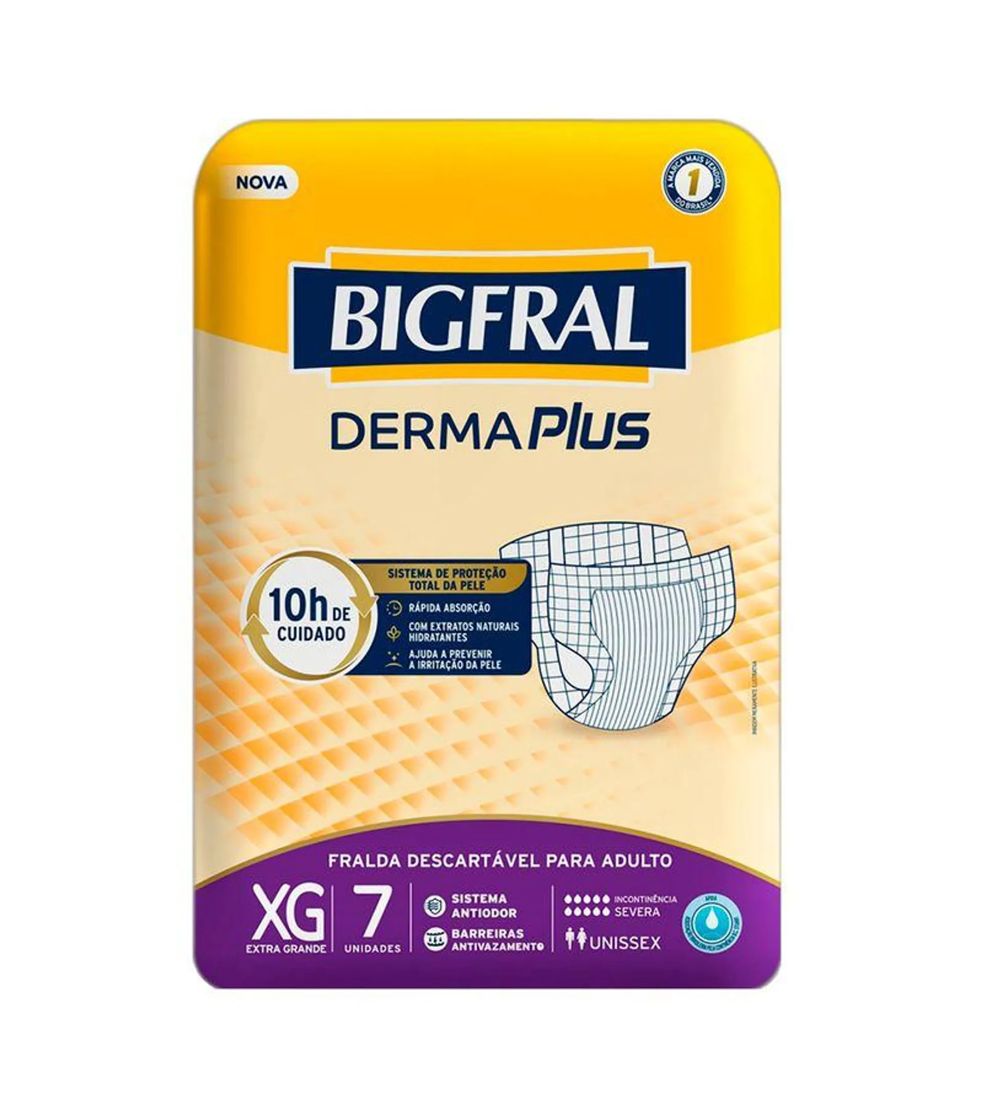 Fralda Bigfral Geriatrica Derma Plus Com 7 Tamanho Xg Adulto