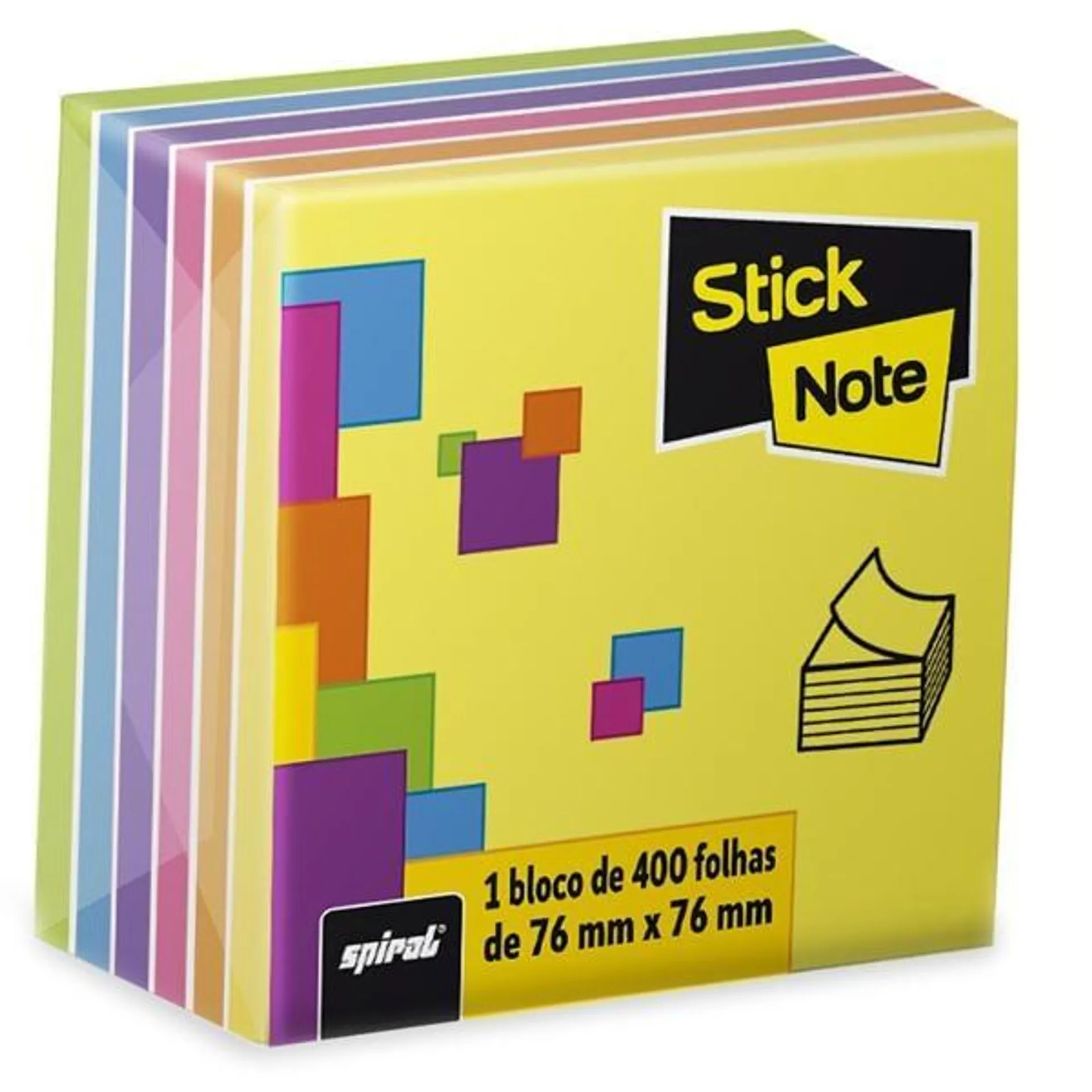 Bloco Autoadesivo 76x76 Neon 6 Cores com 400fls, Stick Note - PT 1 UN