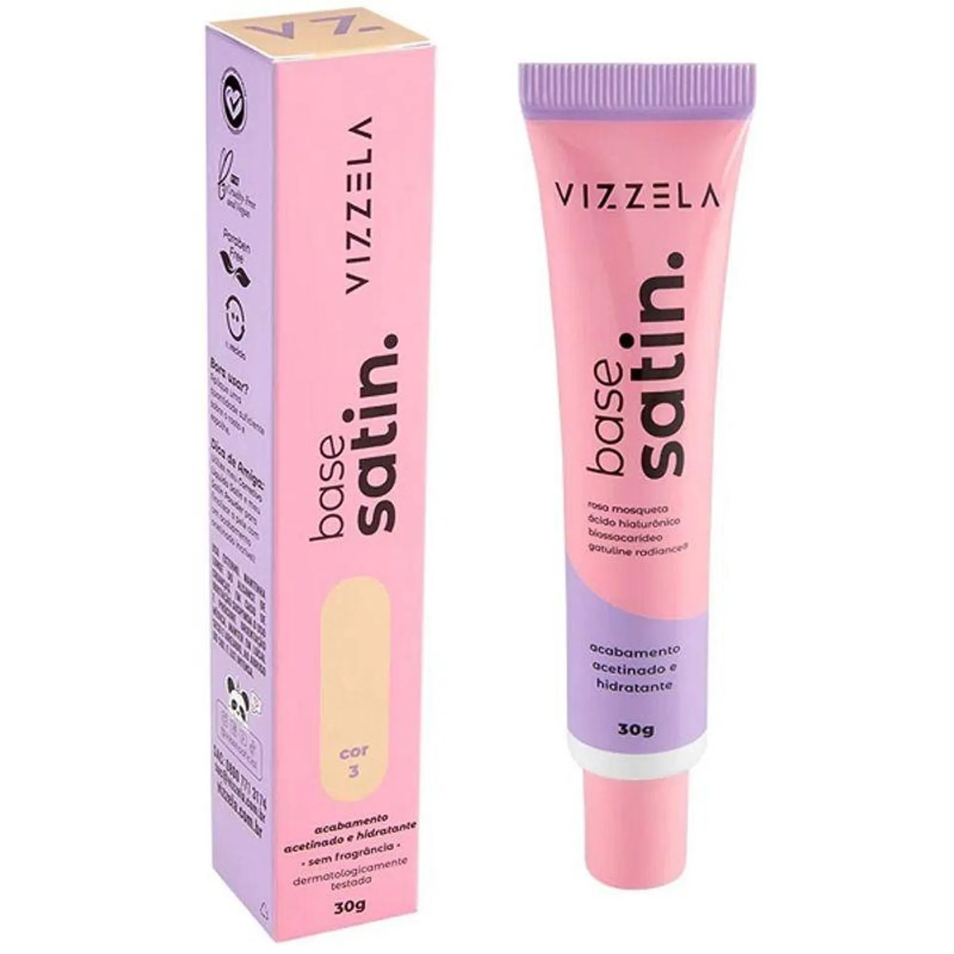 Base Líquida Satin Vizzela Nº 03 Vegano 30g