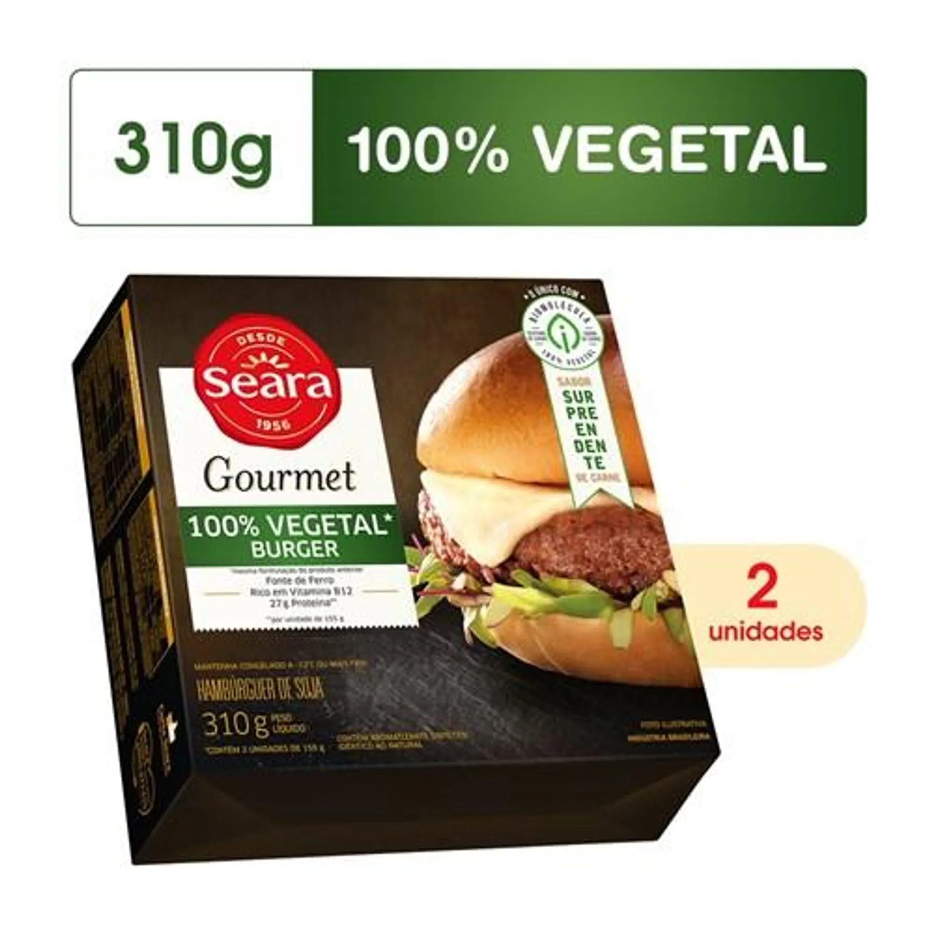 Hambúrguer 100% Vegetal Burguer Gourmet Seara 310G