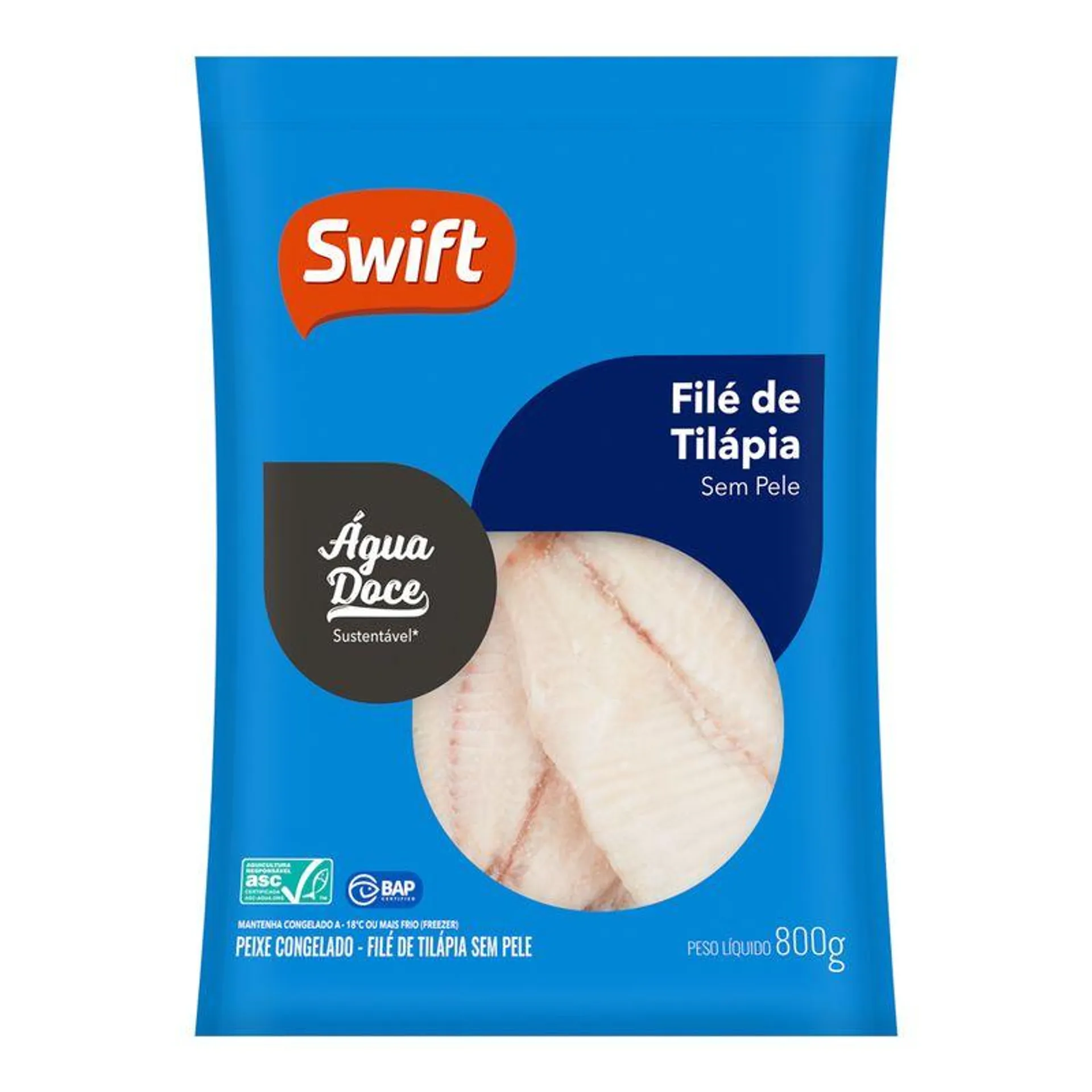 Peixe Tilápia Swift Filé Sem Pele 800g