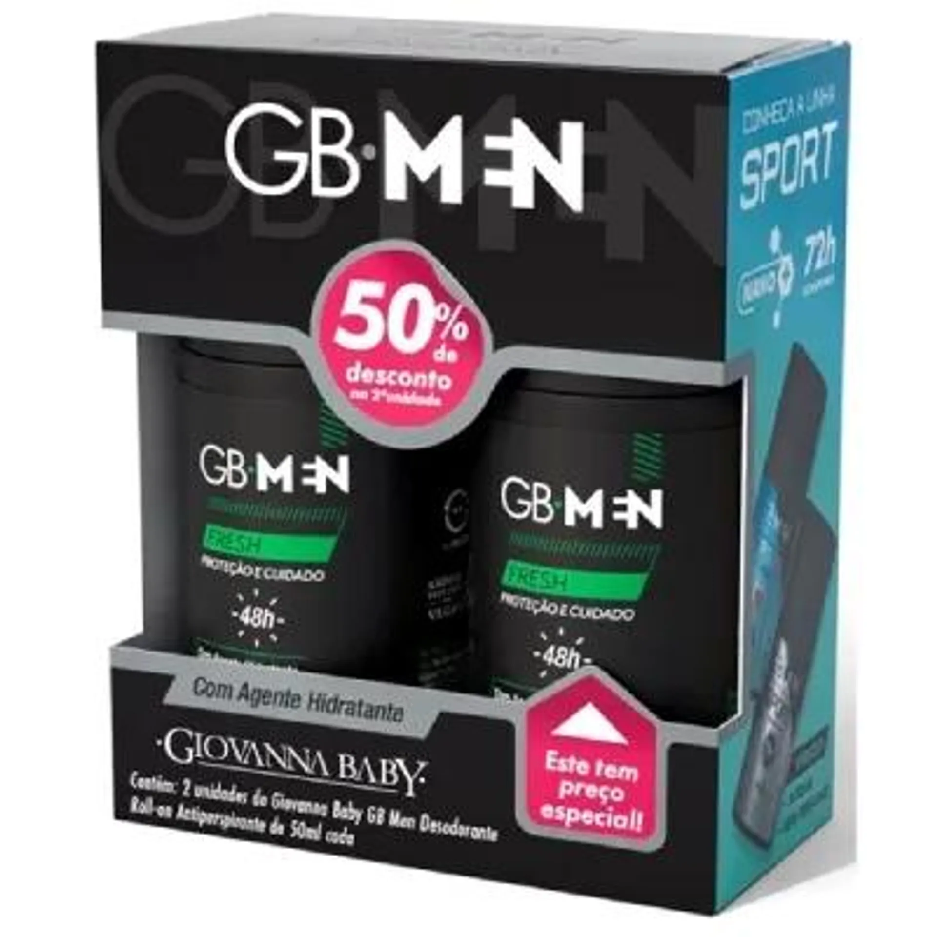 Kit Desodorante Giovanna Baby Men Roll On Fresh 50% Desconto na 2ª Unidade