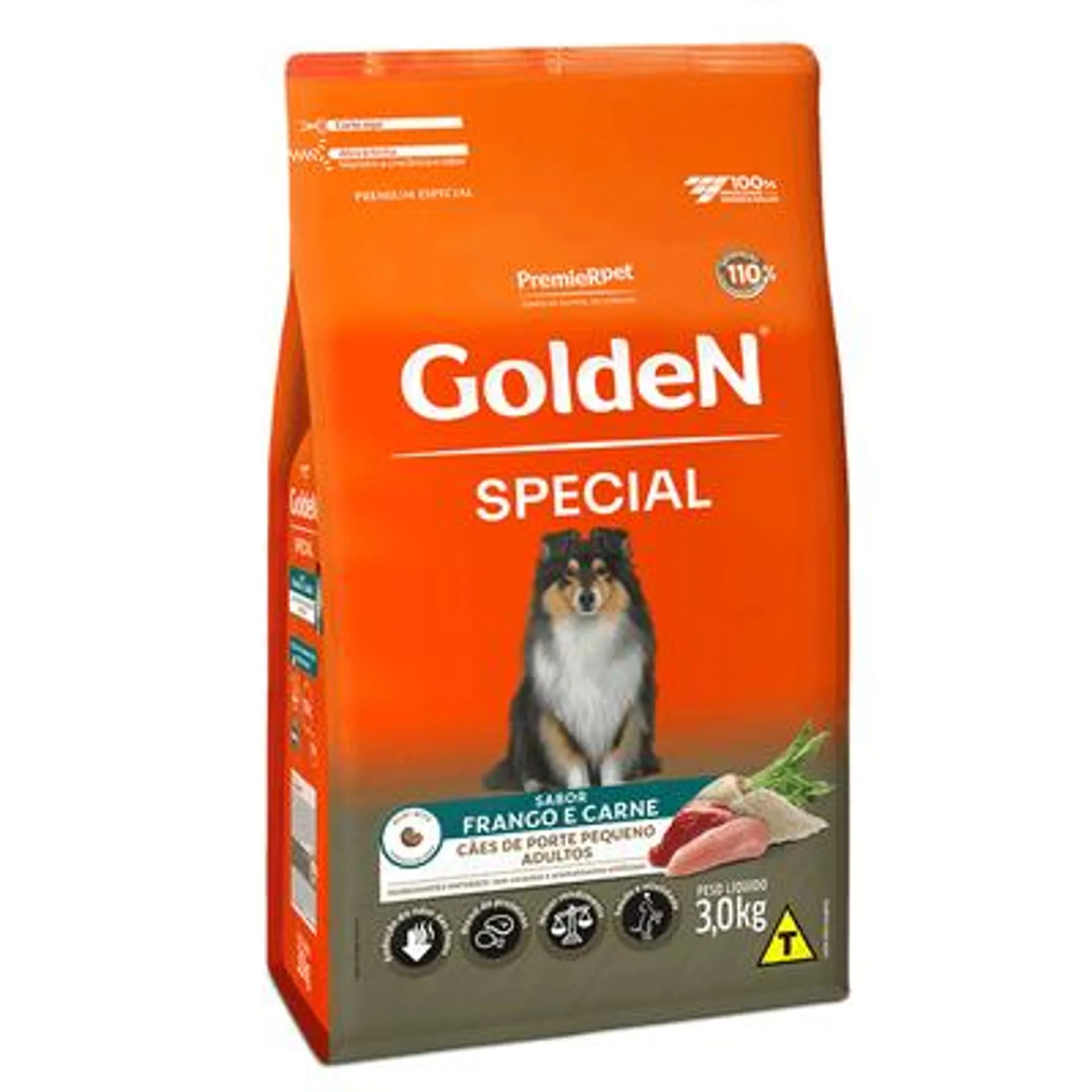 Ração Golden Special Cães Adultos Porte Pequeno Frango e Carne 3 kg