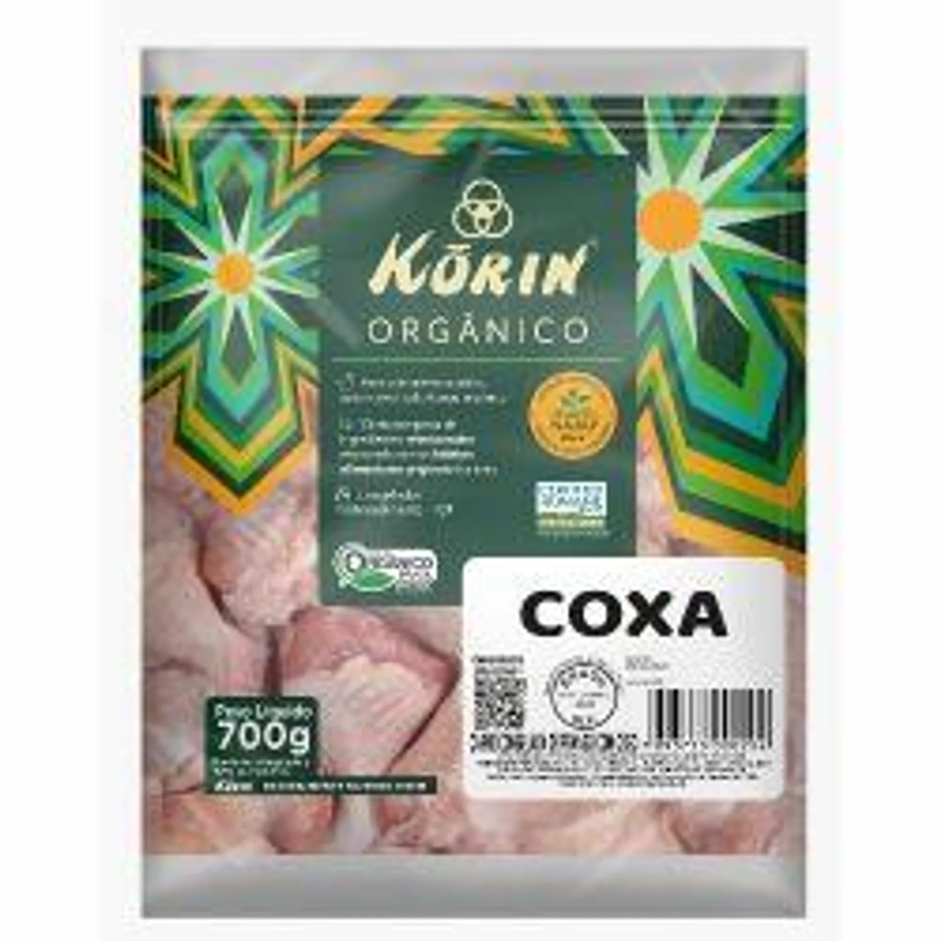 Carne Coxa De Frango Congelada Orgânica Korin 700g