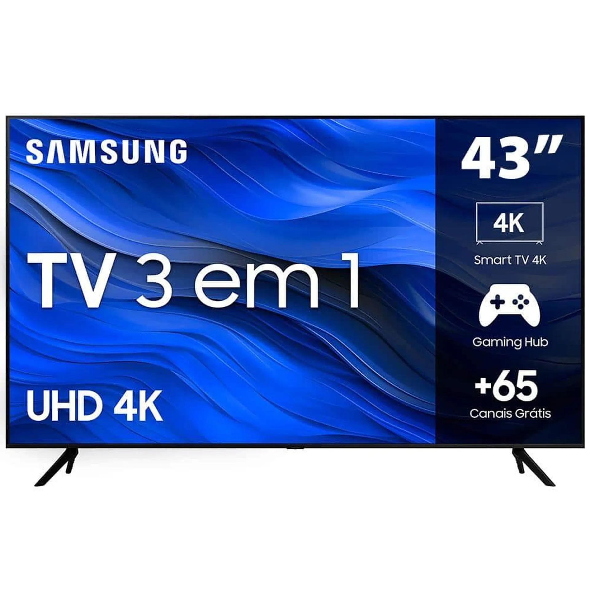 Smart TV 43" Ultra HD 4K Samsung 43CU7700 com processador Crystal 4K, Gaming Hub, Visual livre de cabos, Tela sem limites e Alexa built in