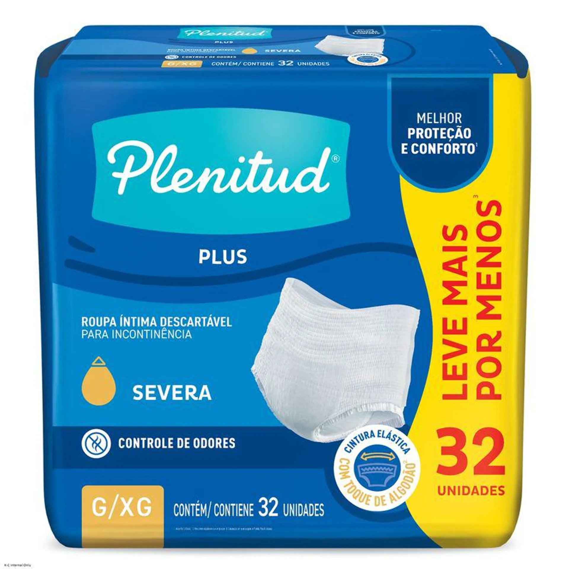 Roupa Íntima Descartável Plenitud Protect Plus Tamanho G/Xg Com 32 Unidades