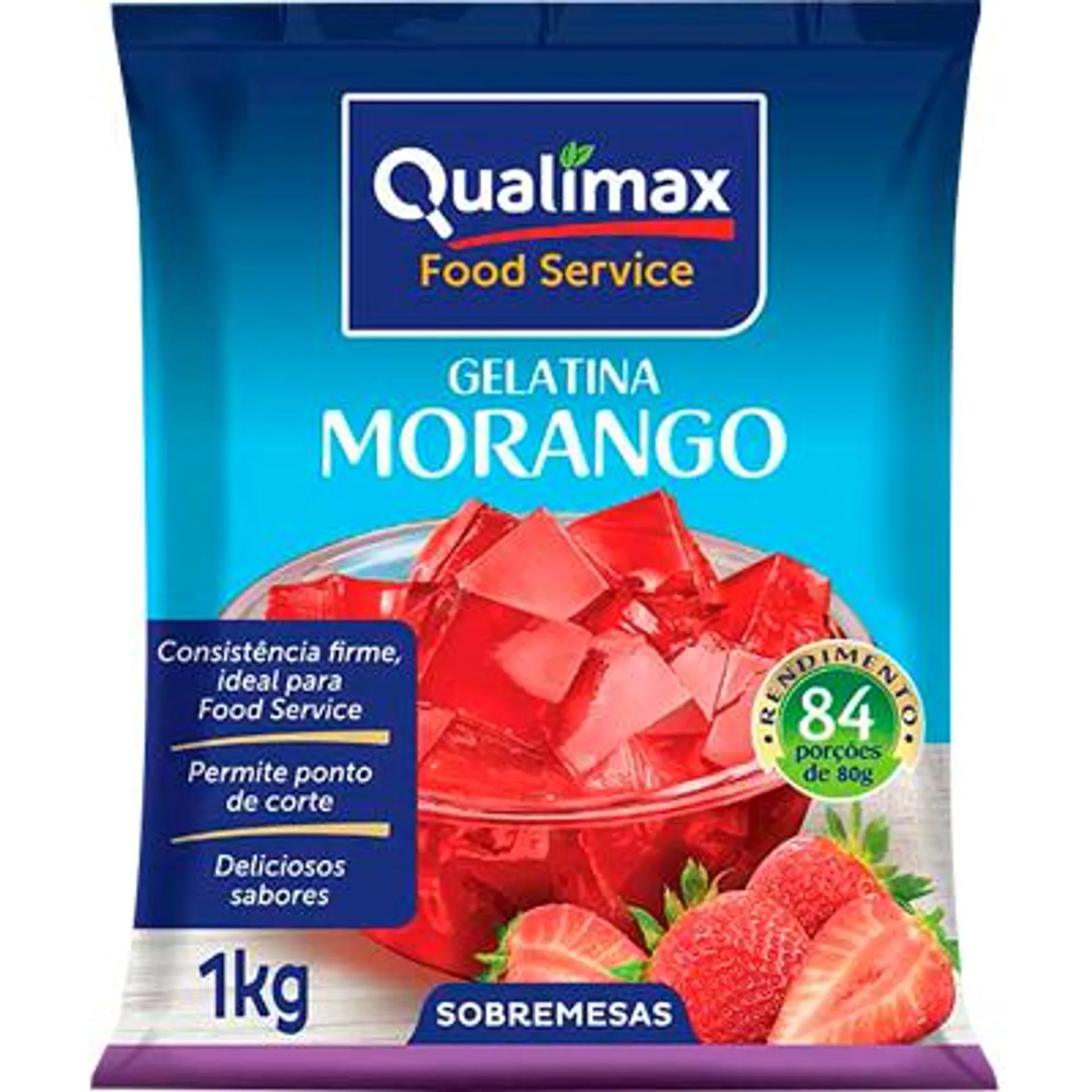 Gelatina sabor Morango Pacote 1kg - Qualimax