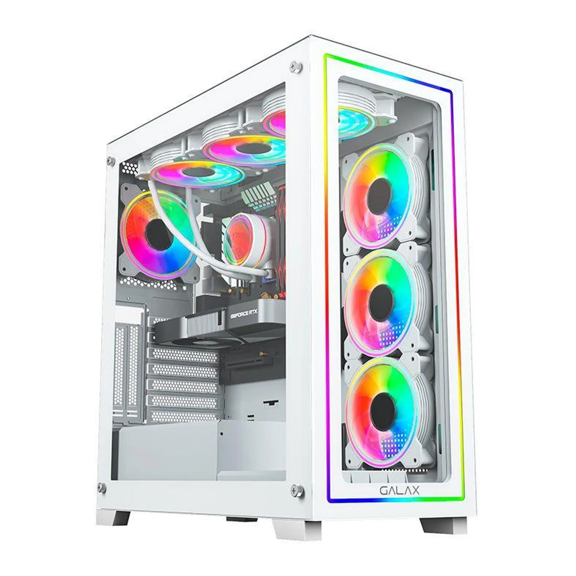 Gabinete Gamer Galax Omega, Mid-Tower, Lateral de Vidro, Com 4 Fans, Branco, GLX-OMEGA-2068