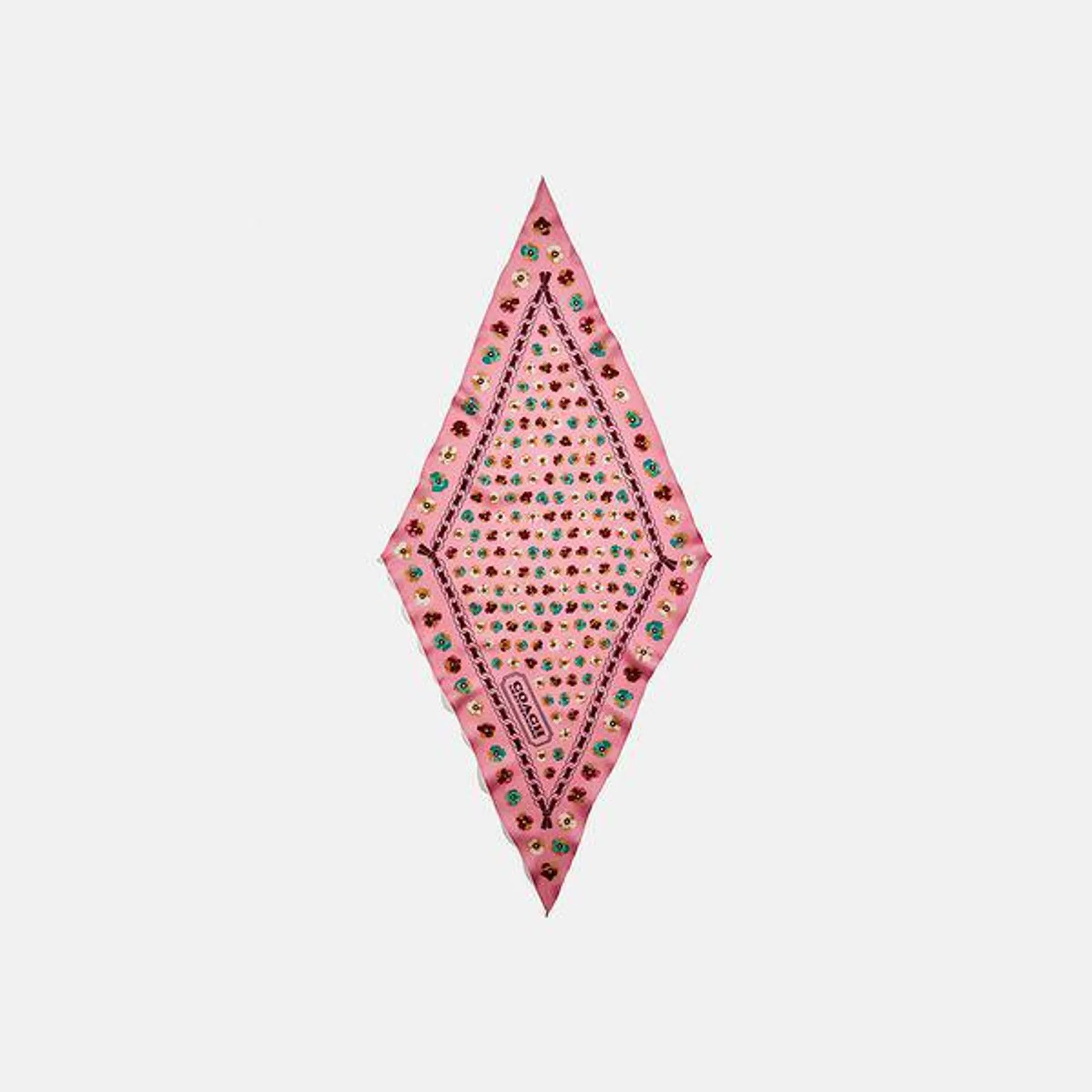 Lenço Floral Diamond Coach - Rosa