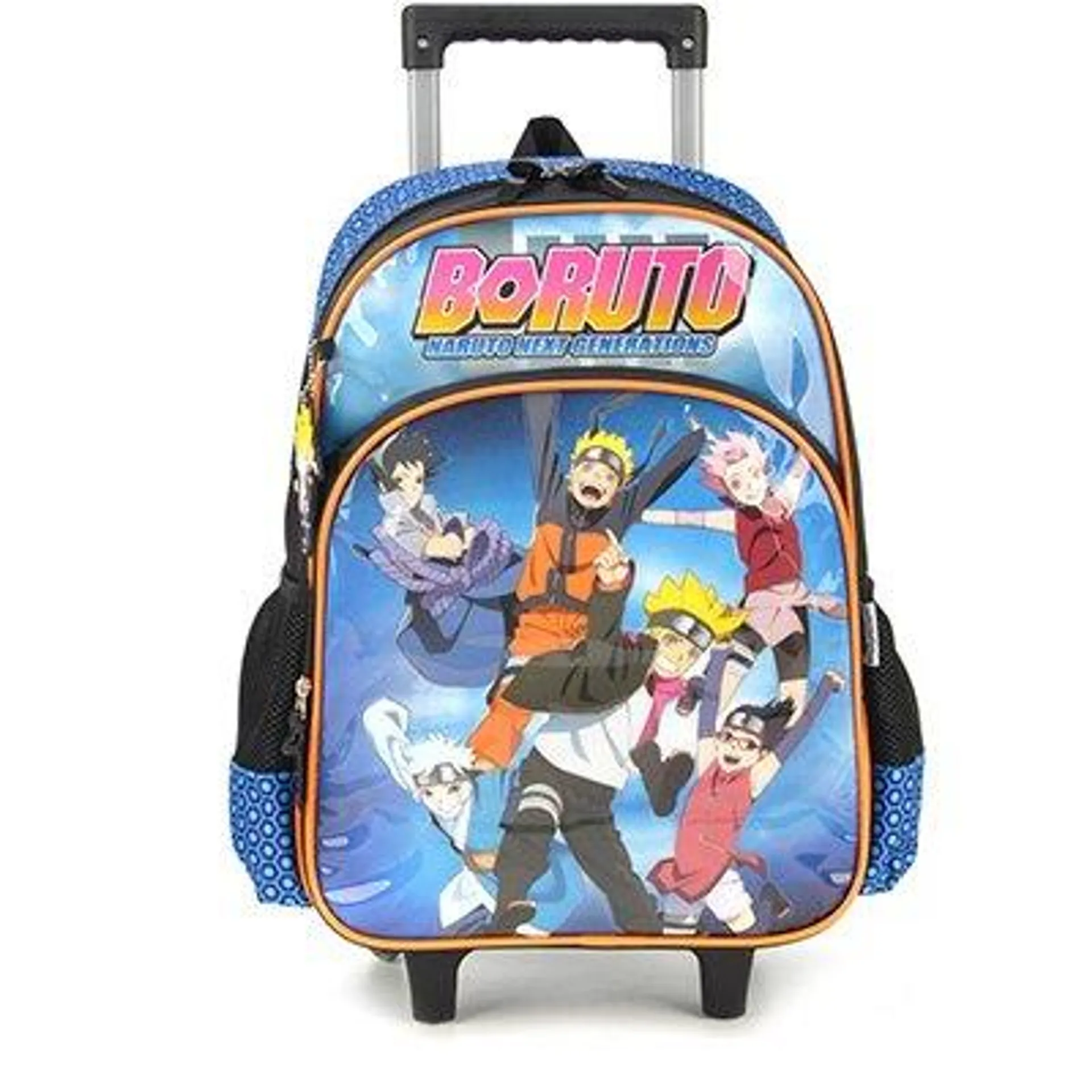 Mochila Escolar Infantil de Rodinhas Naruto Boruto em Poliéster Luxcel - PT 1 UN