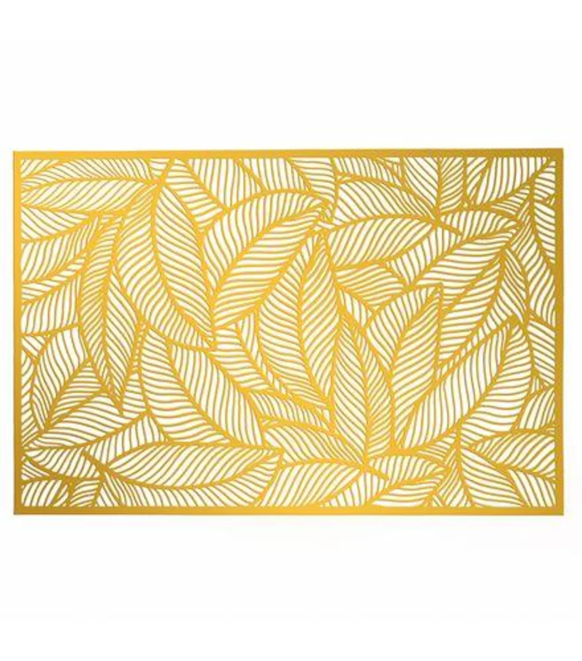 Lugar Americano Leaf Metalizado Dourado Plástico Lyor 30x45cm 7322